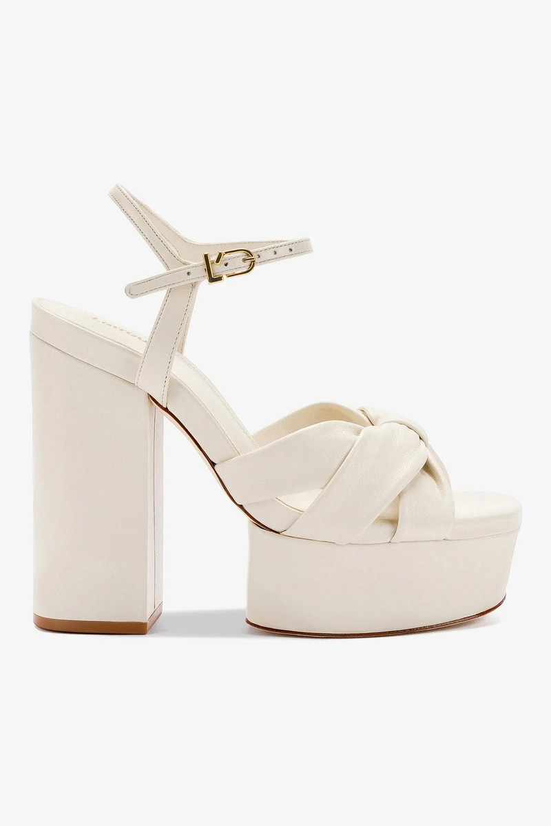 Vivienne Platform Sandal In Ivory Leather 1