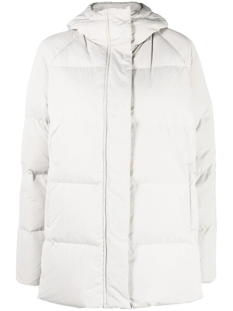 quilted-finish hooded coat 1