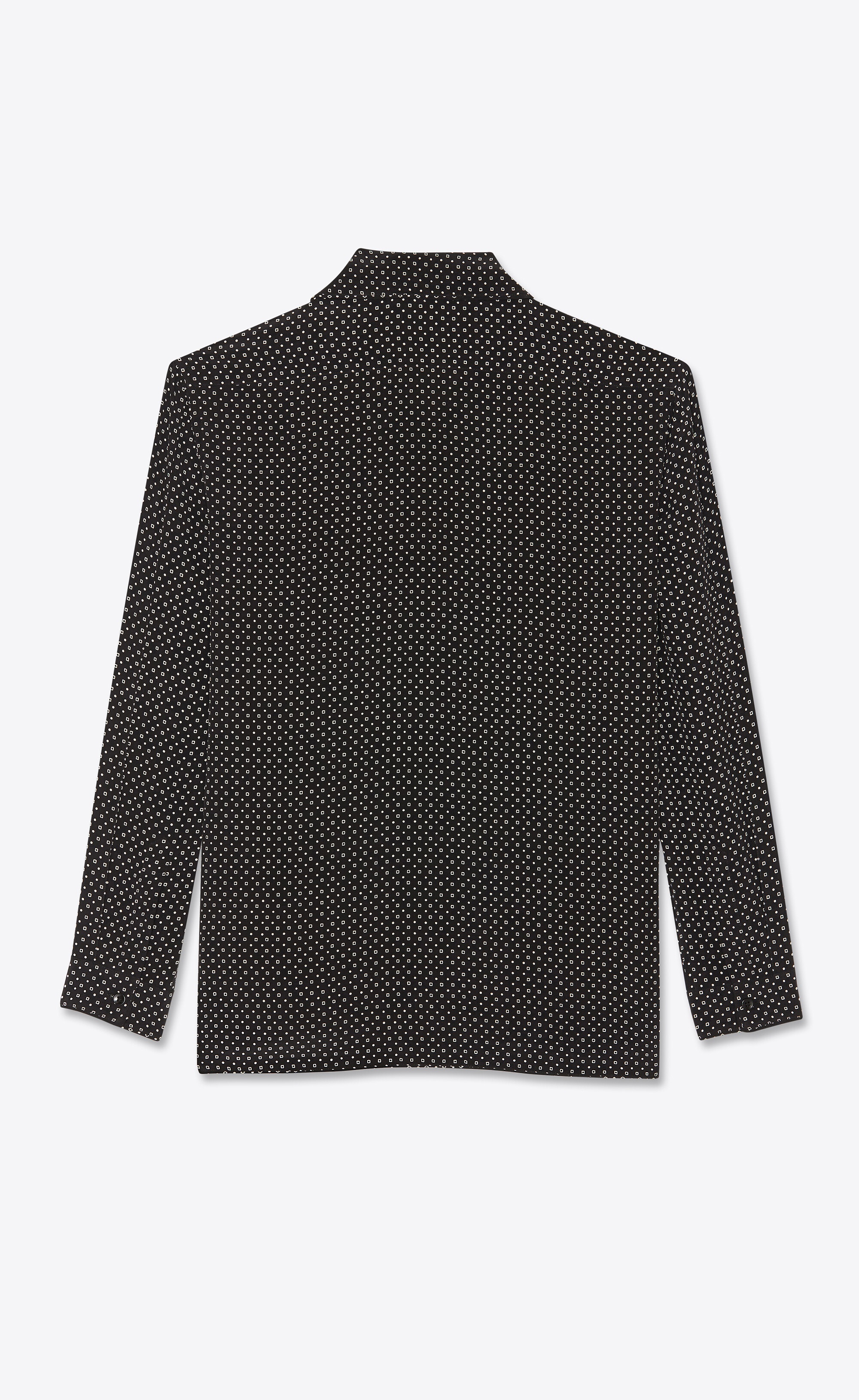 lavallière-neck shirt in geometric dotted silk crepe de chine - 3