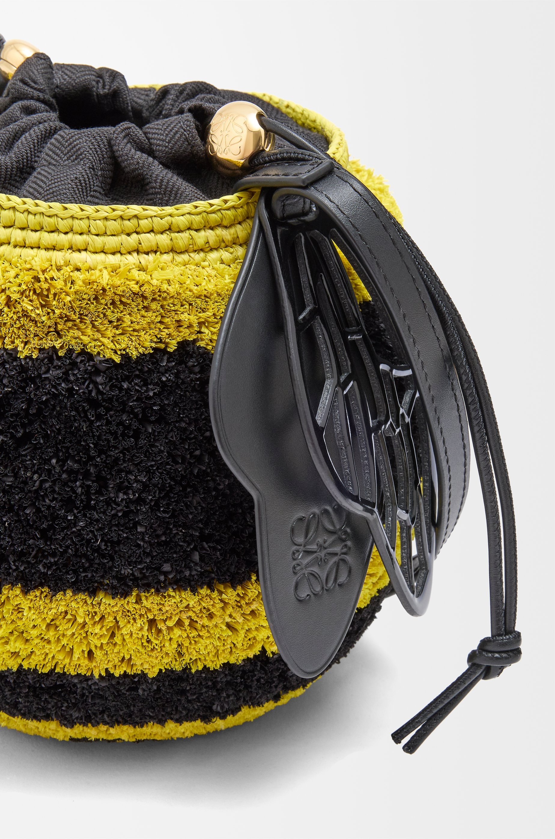 Bee basket in raffia and calfskin - 7