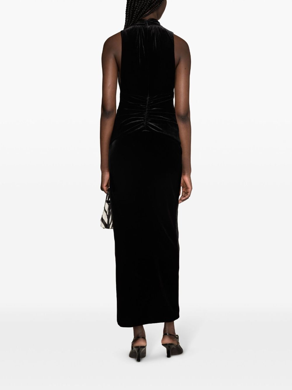 ruched velvet gown - 4