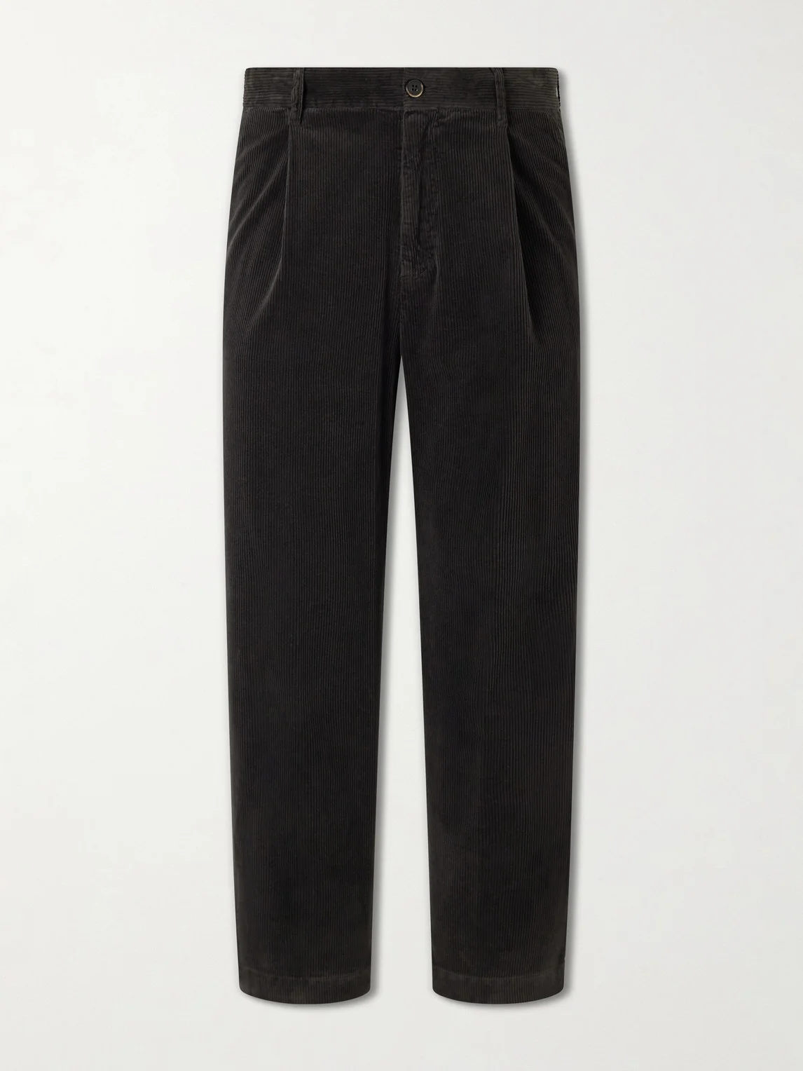 Straight-Leg Pleated Cotton-Blend Corduroy Trousers - 1