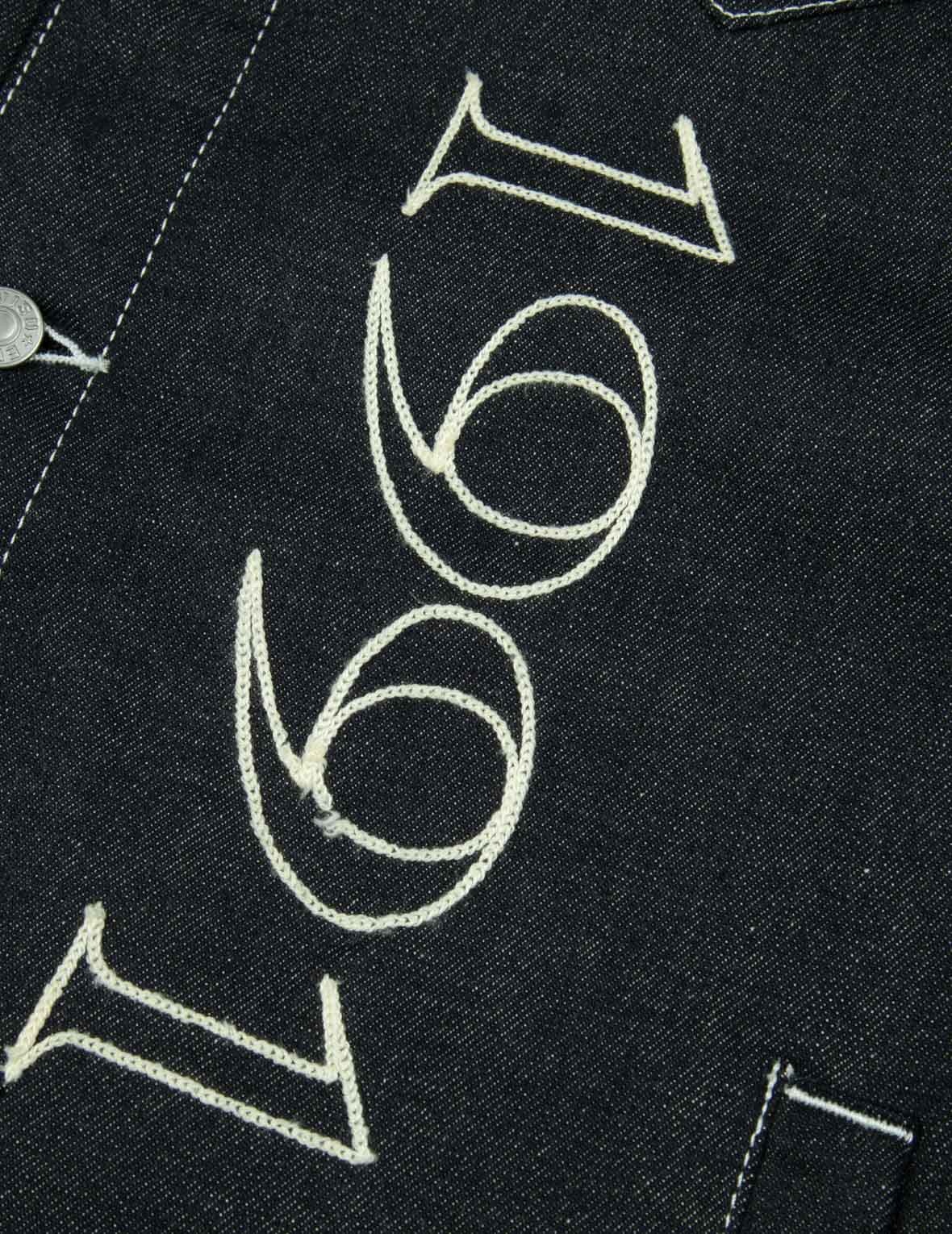Western Style and Logo Embroidery Denim Jacket - 10