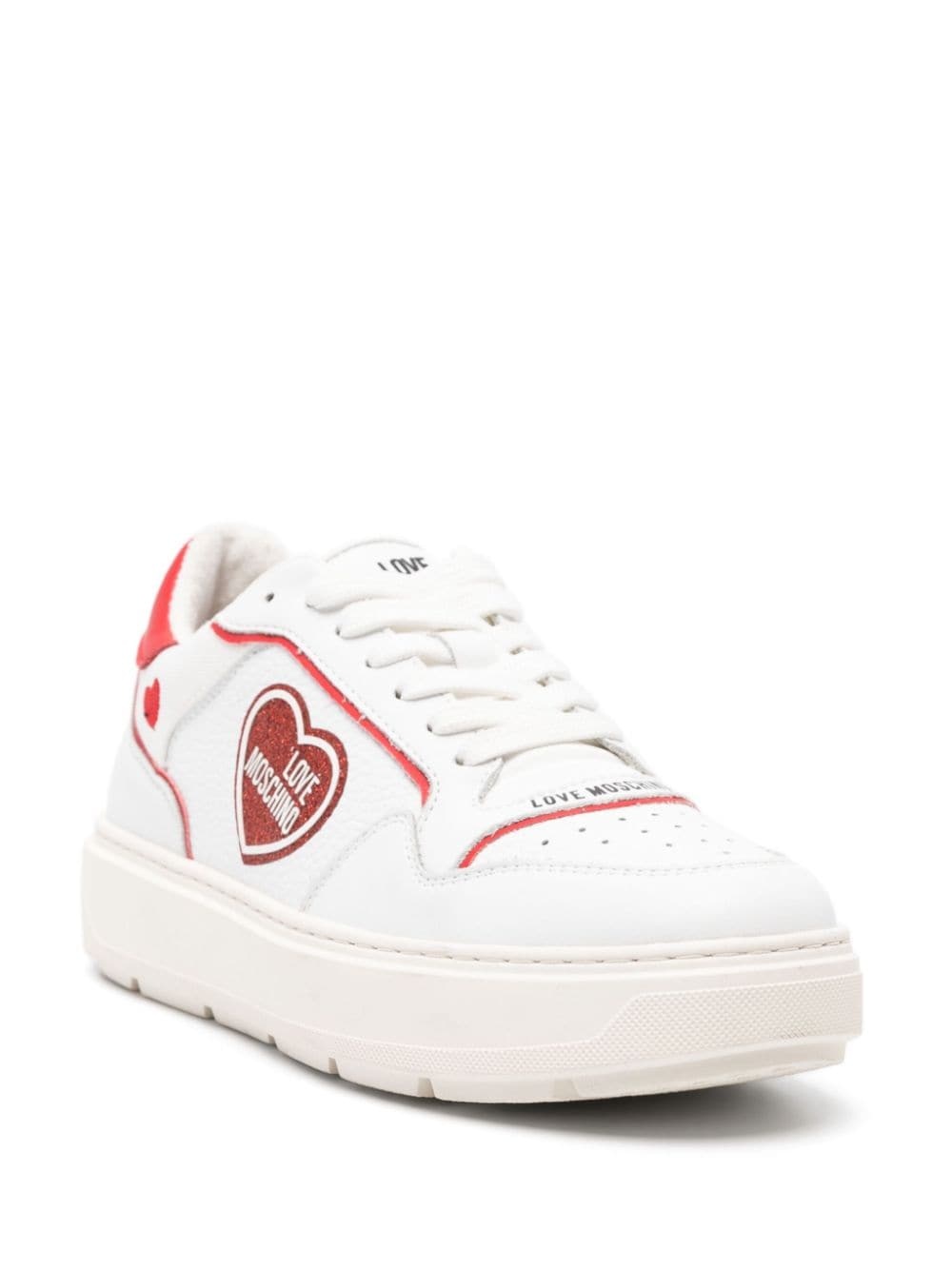 logo-patch leather sneakers - 2