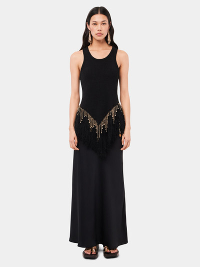 Paco Rabanne BLACK WOVEN TOP WITH KNITTED BEADS AND FEATHERS outlook