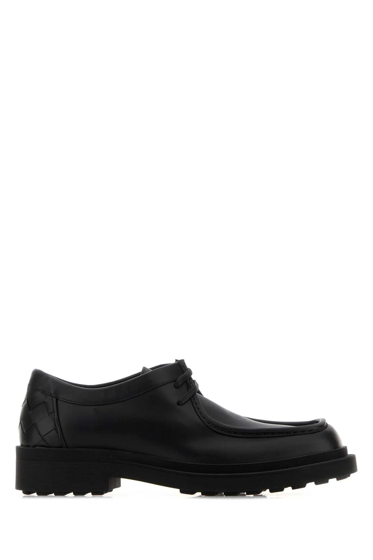 Bottega Veneta Men Black Leather Ben Lace-Up Shoes - 1