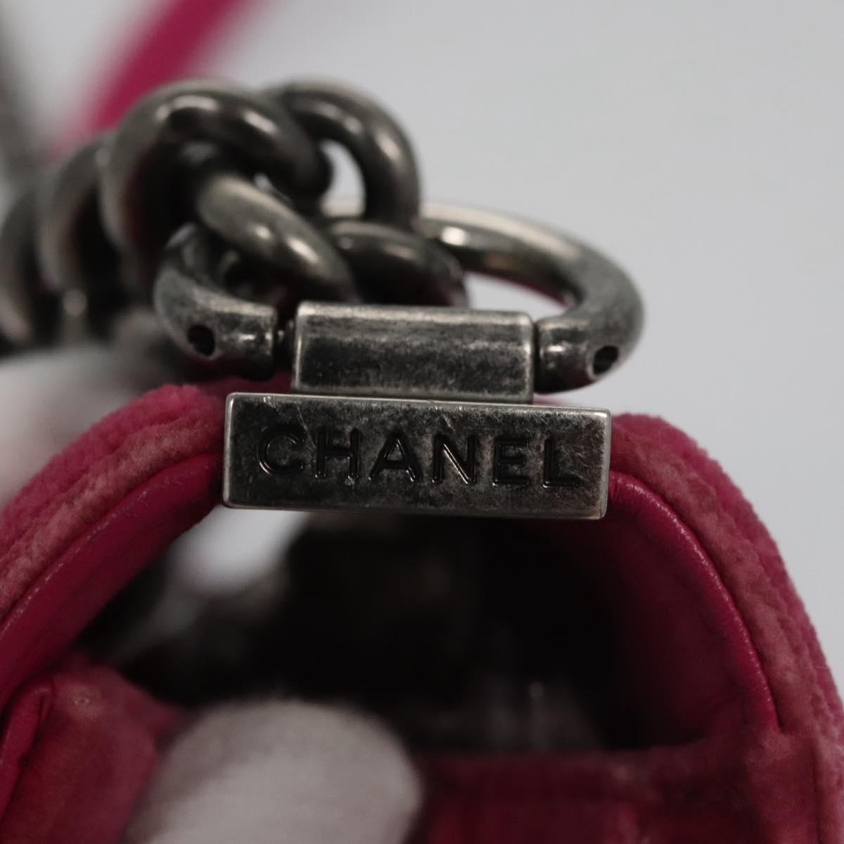 CHANEL Chain Boy CHANEL Matelasse Shoulder Bag Velor Pink CC - 14