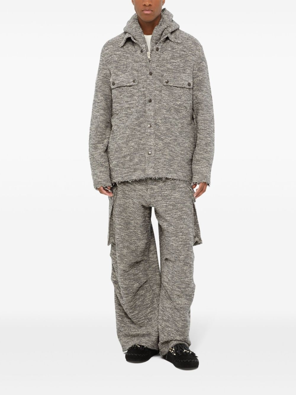 raw-edge mÃ©lange cotton overshirt - 3