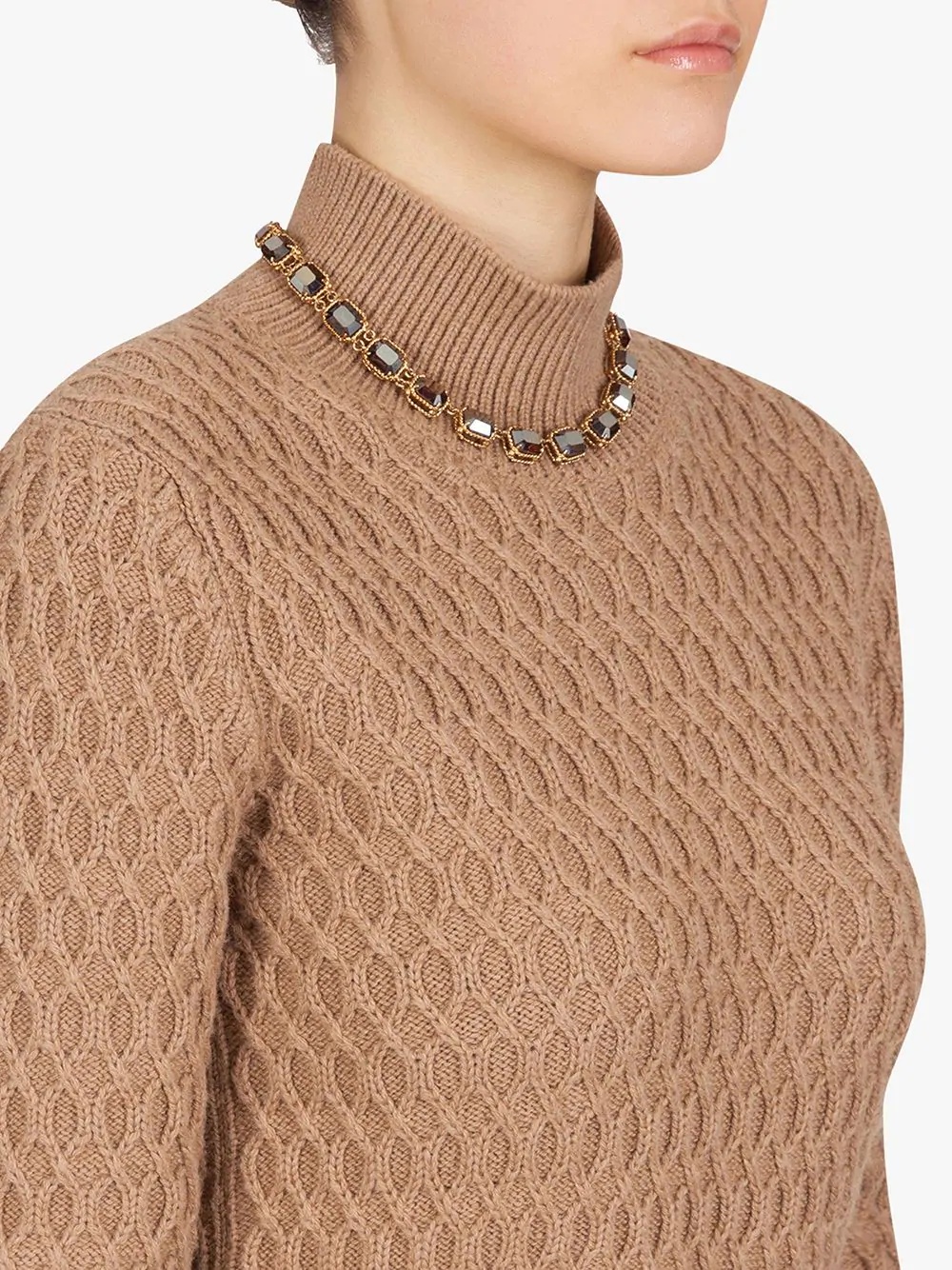 rhombus-stitch roll-neck jumper - 5