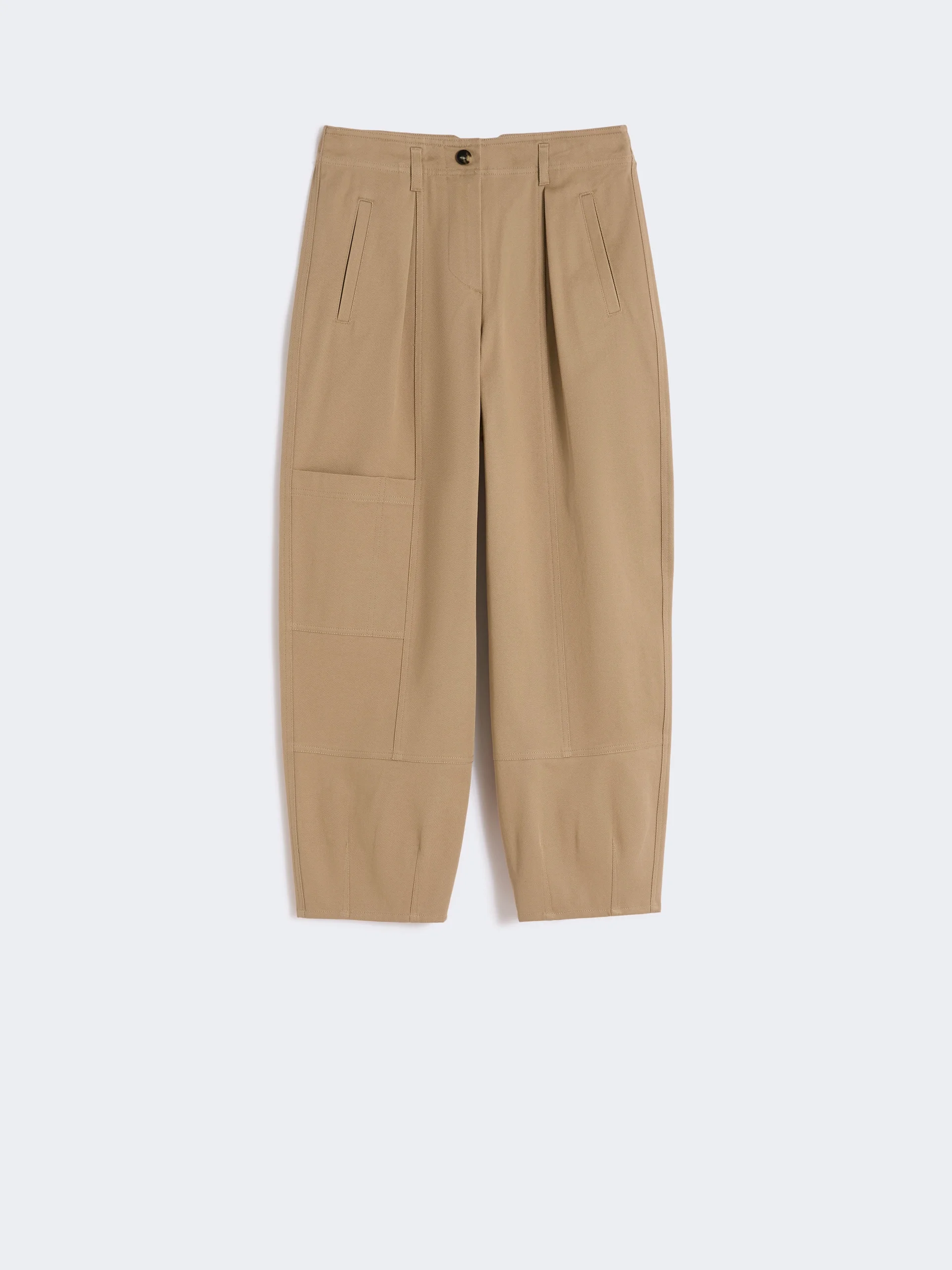 Cotton bull denim cargo trousers - SAND - 1