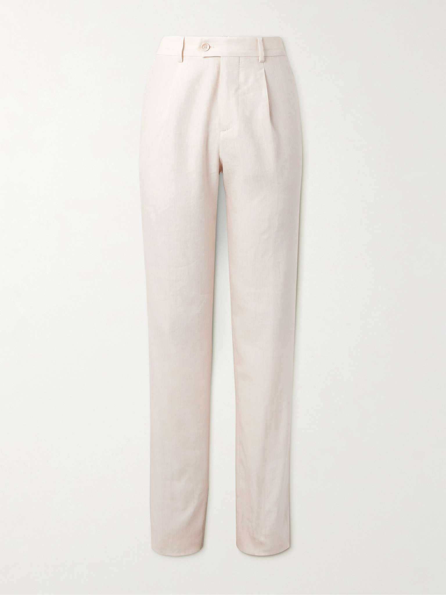 Straight-Leg Pleated Linen and Wool-Blend Suit Trousers - 1