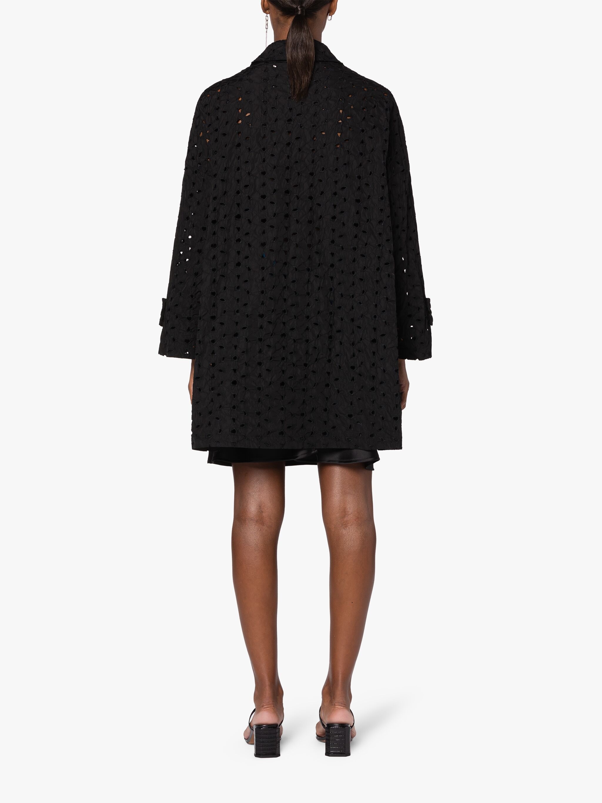HUMBIE BLACK EMBROIDERED OVERCOAT - 4