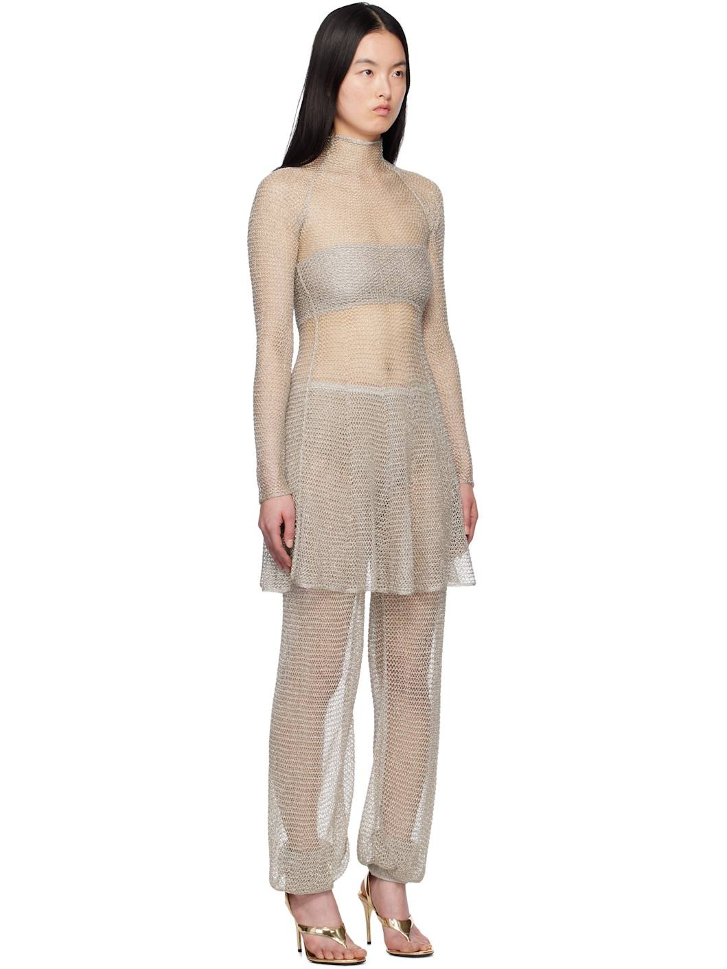 Silver Mesh Knit Midi Dress - 2