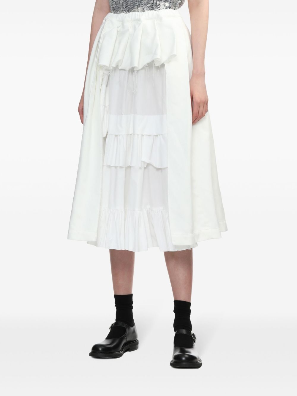 ruffle-detail pleated midi skirt - 3