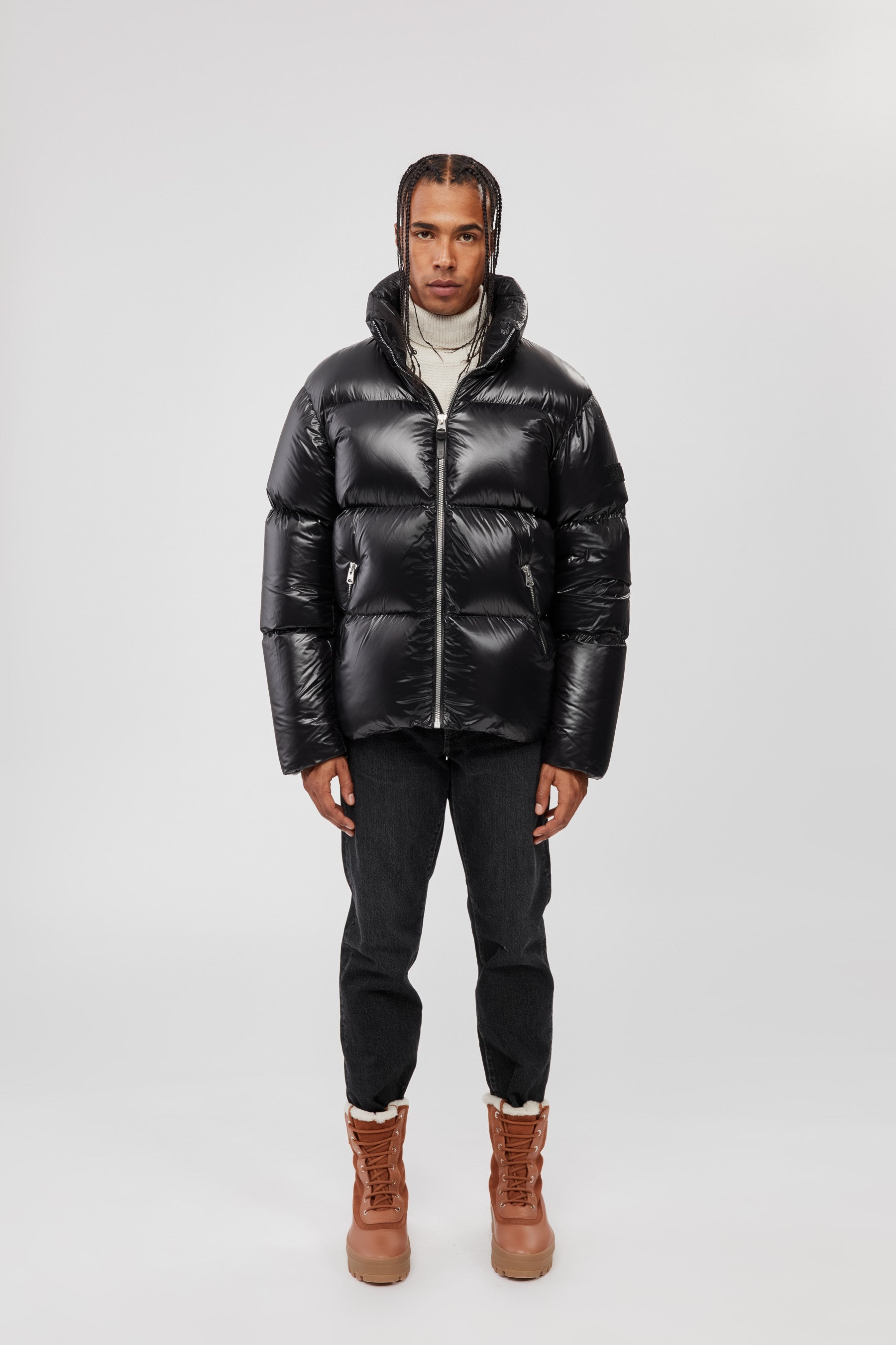 KENT Lustrous light down jacket with natural fur hood - 8