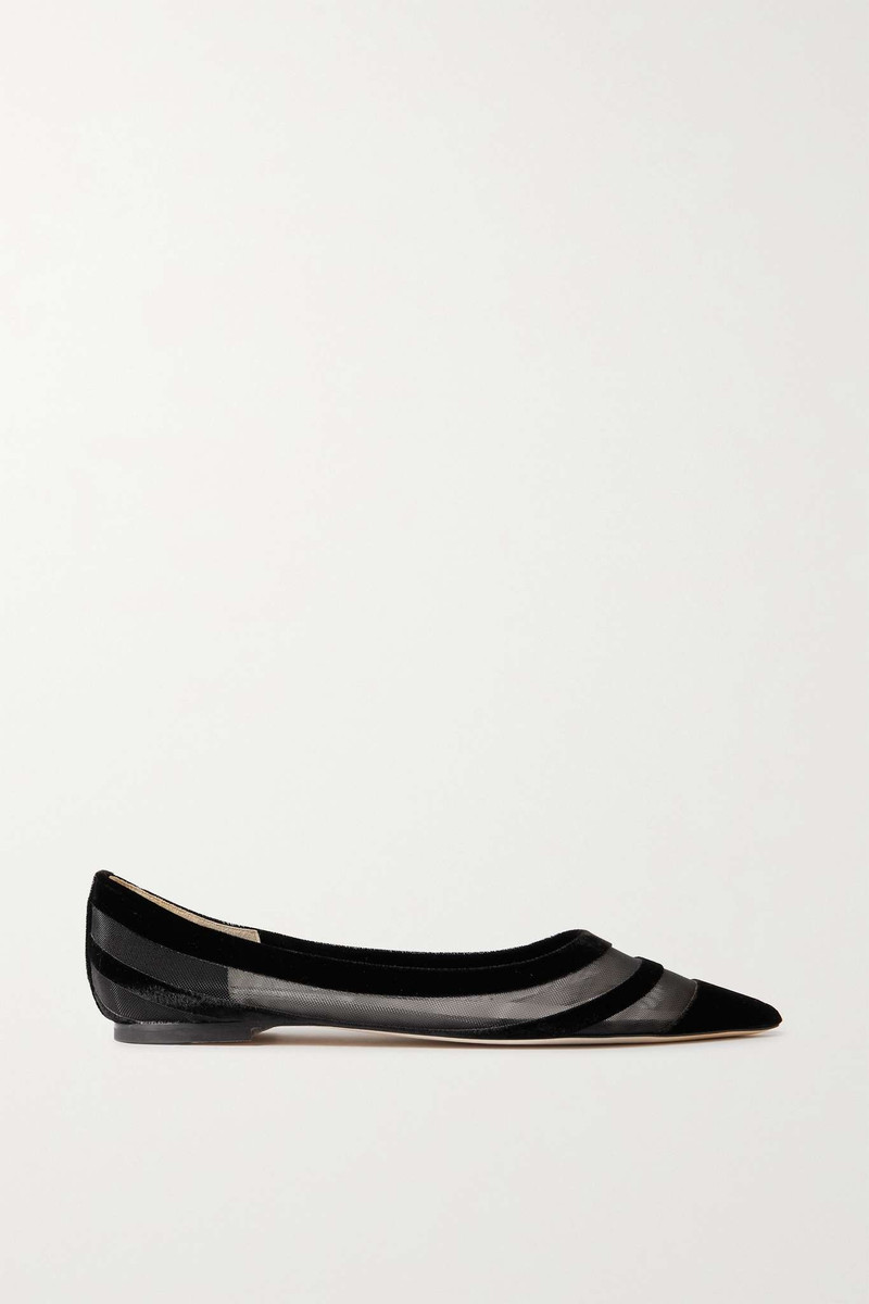 Love flocked mesh ballet flats - 1