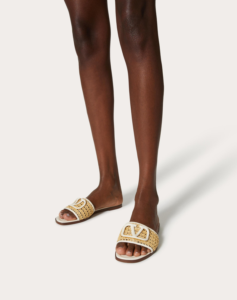 Valentino VLOGO SIGNATURE WOVEN RAFFIA SLIDE SANDAL 80MM outlook