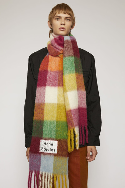 Acne Studios Multi check scarf fuchsia/orange outlook