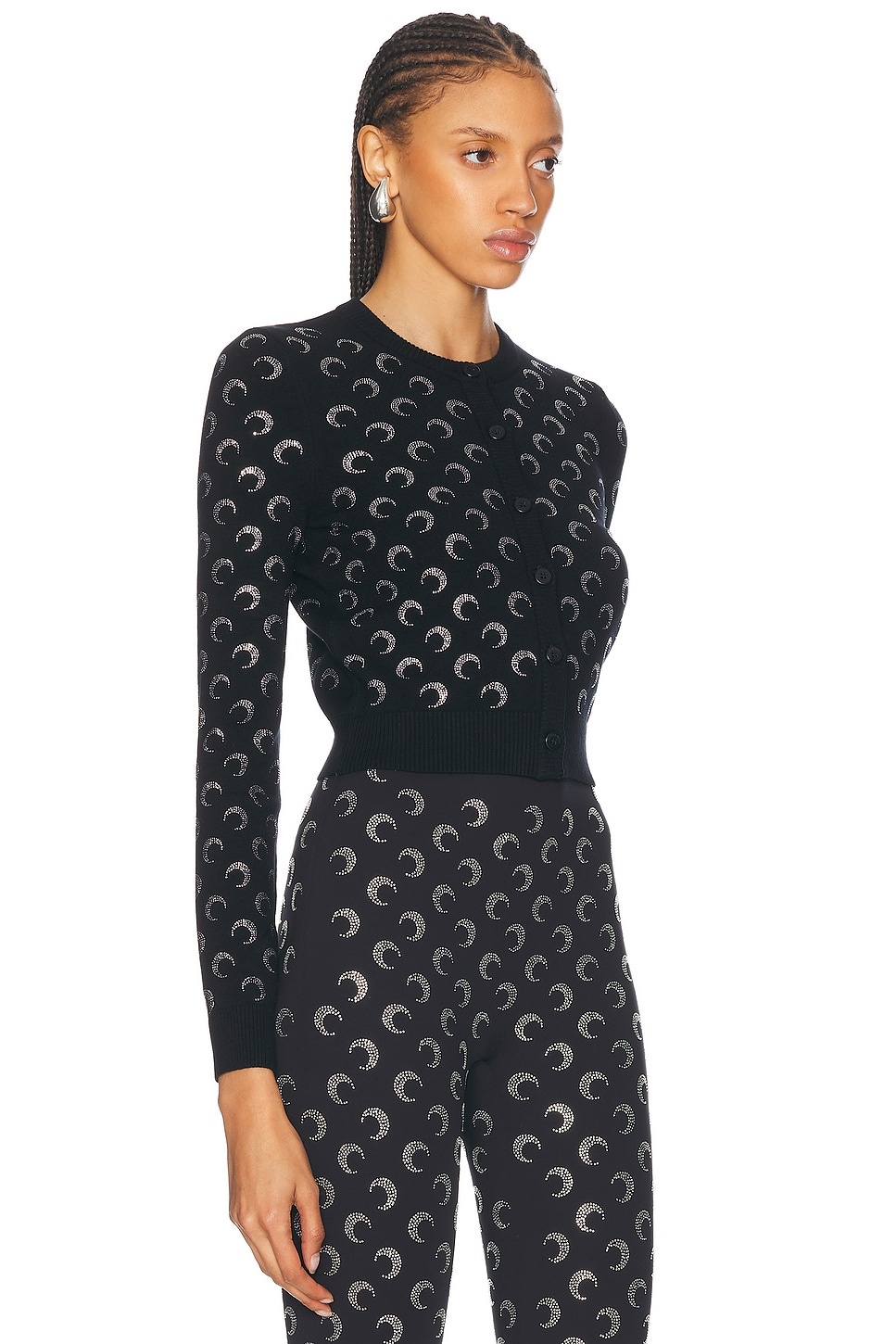 Moon Rhinestone Knit Fitted Cardigan - 2