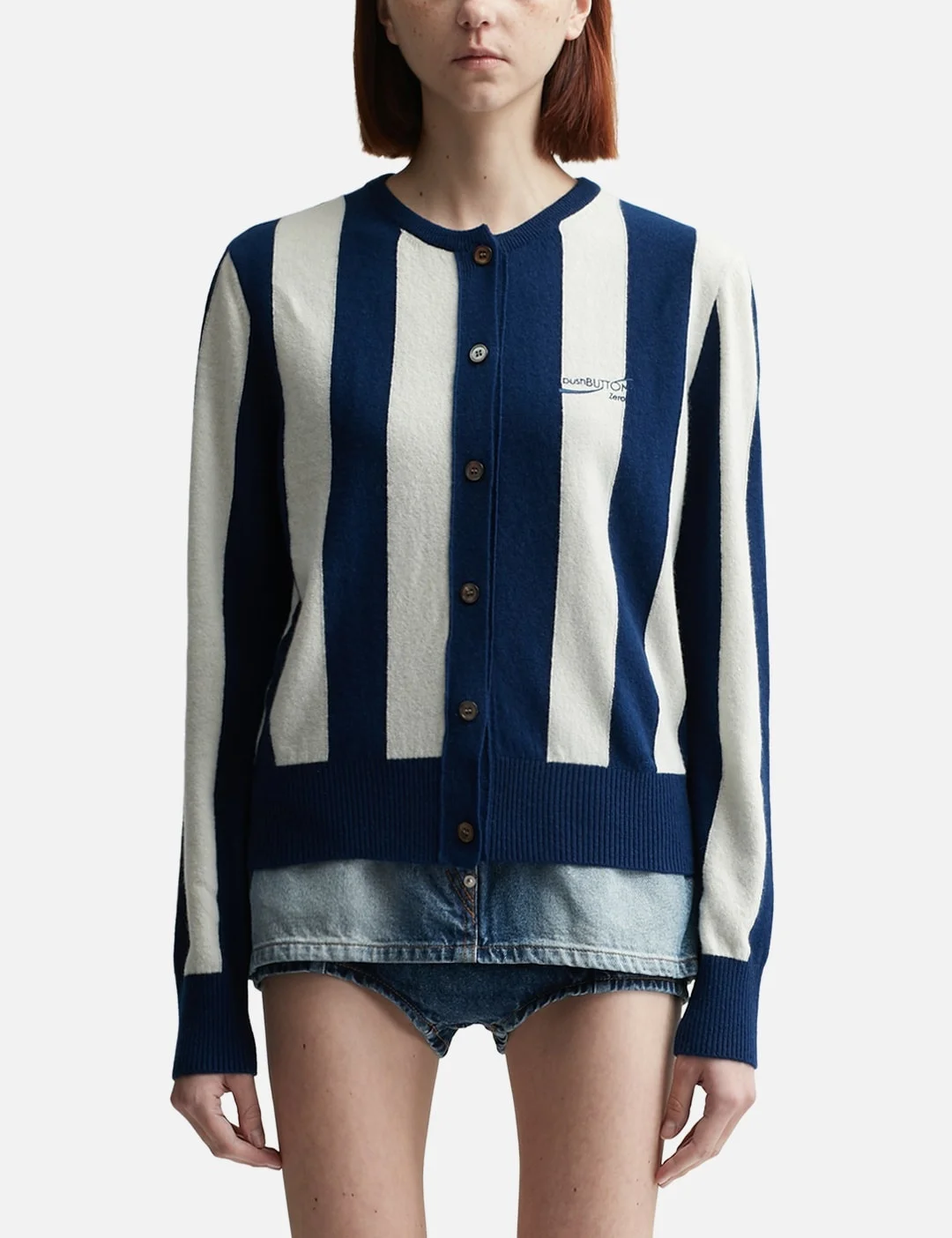 STRIPE BASIC LOGO CARDIGAN - 1