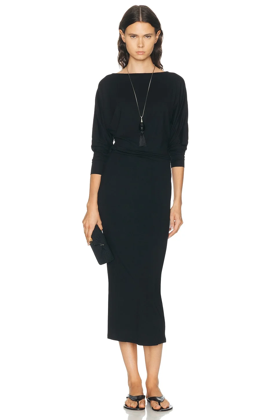 Long Sleeve Soft Jersey Midi Dress - 1