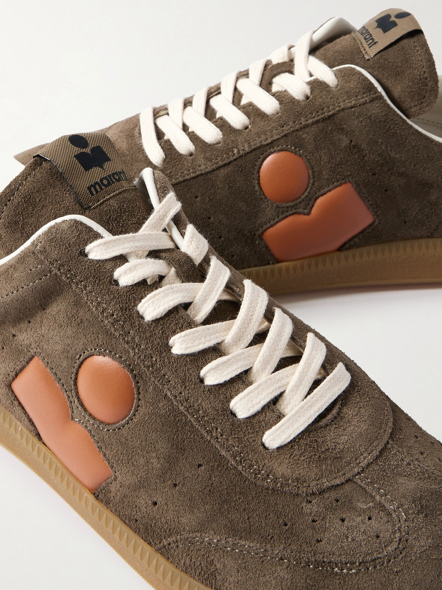 Bryce leather-trimmed suede sneakers Brown - 4