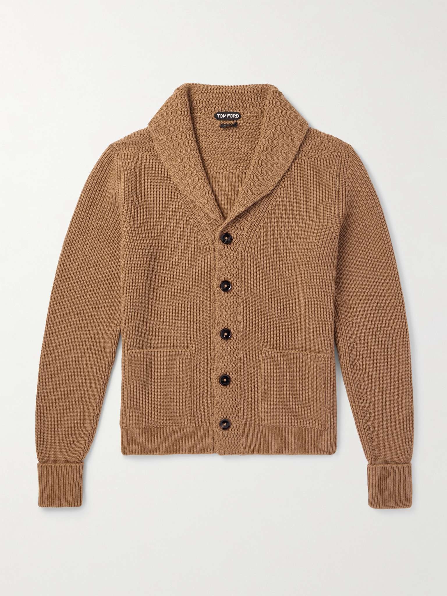 Slim-Fit Shawl-Collar Ribbed Cashmere Cardigan - 1