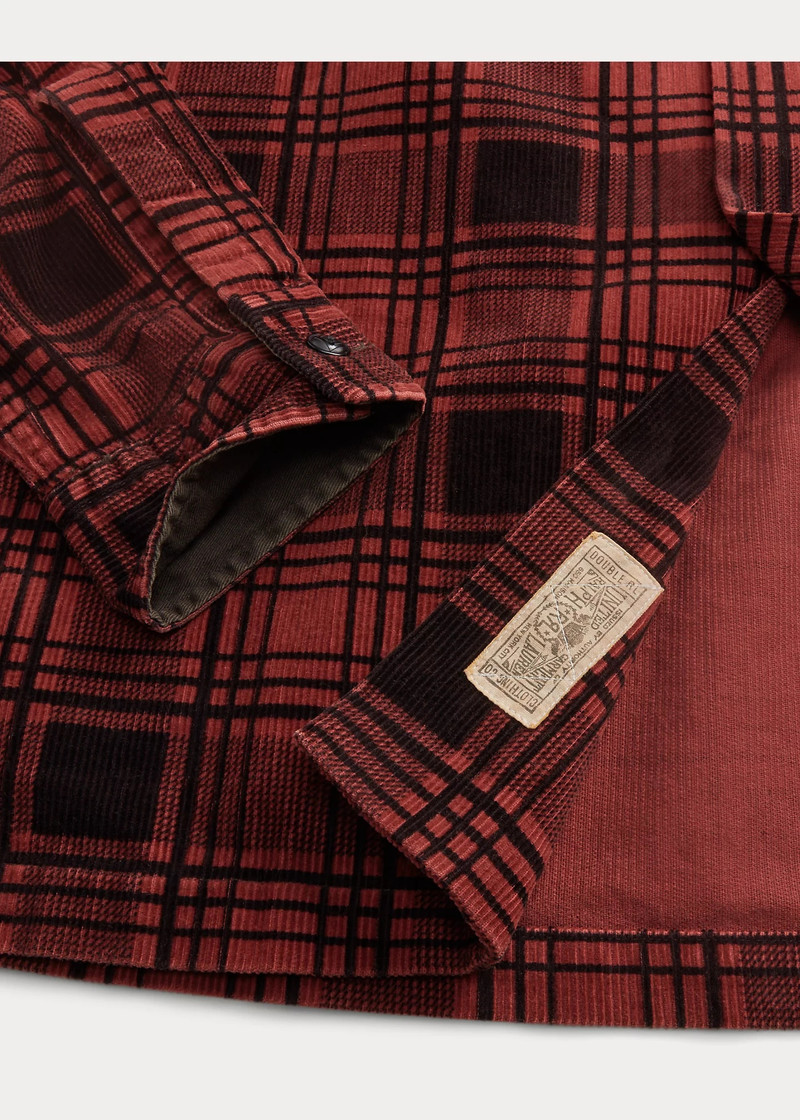 Plaid-Print Corduroy Camp Shirt 4