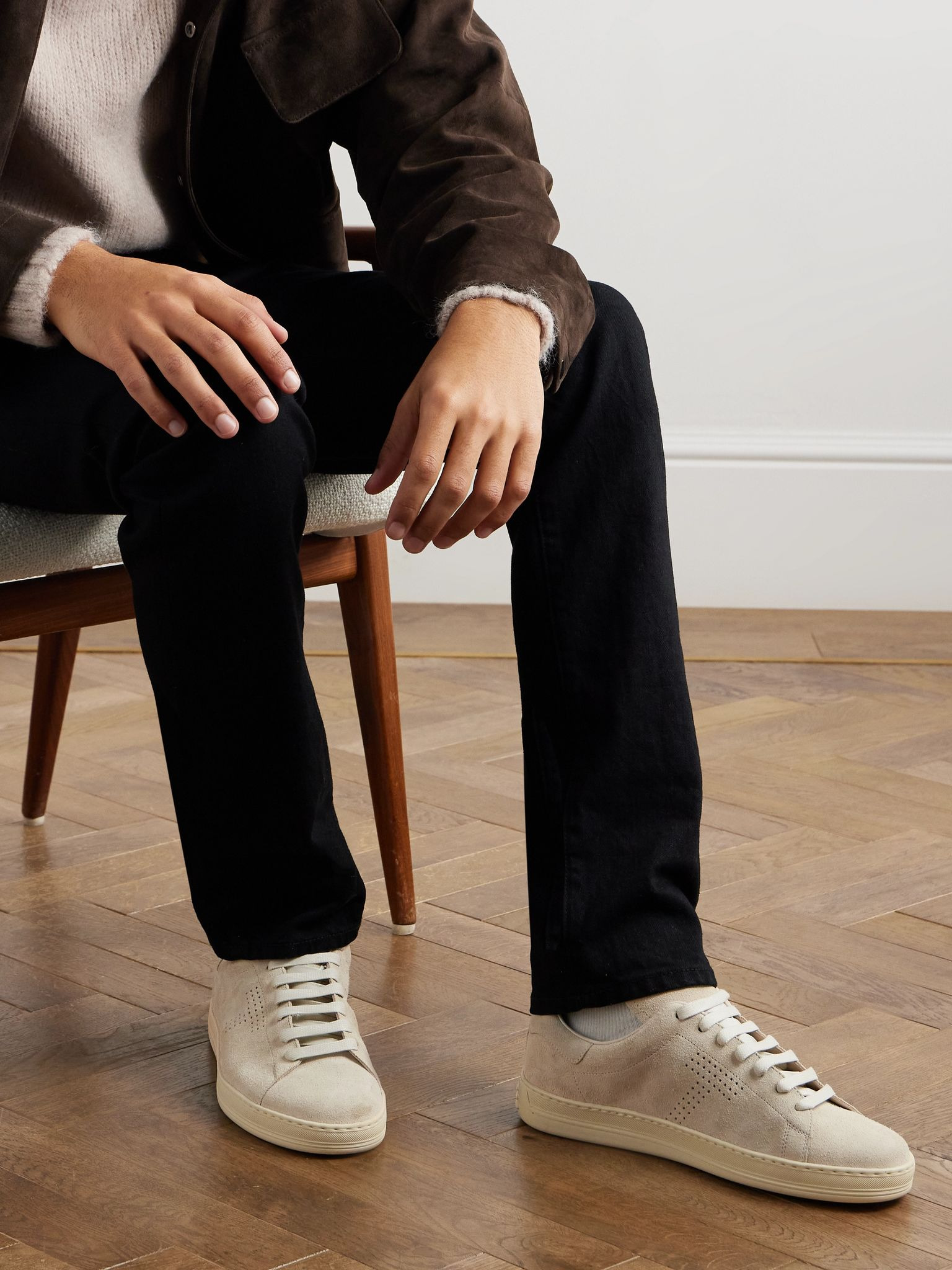 Warwick Perforated Suede Sneakers Beige - 2