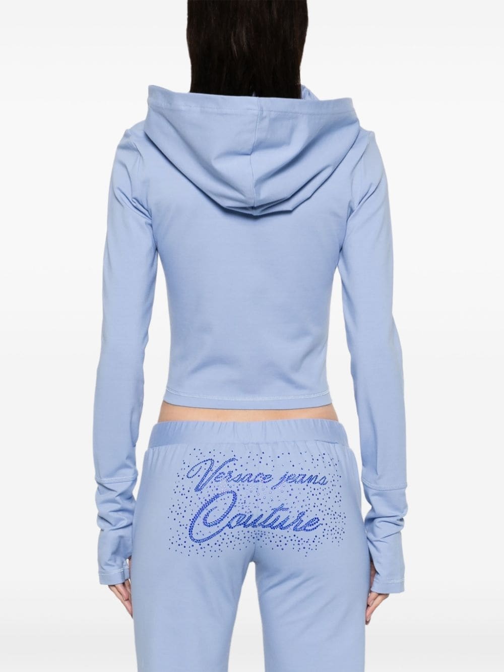 rhinestone embellished zip-up hoodie - 4