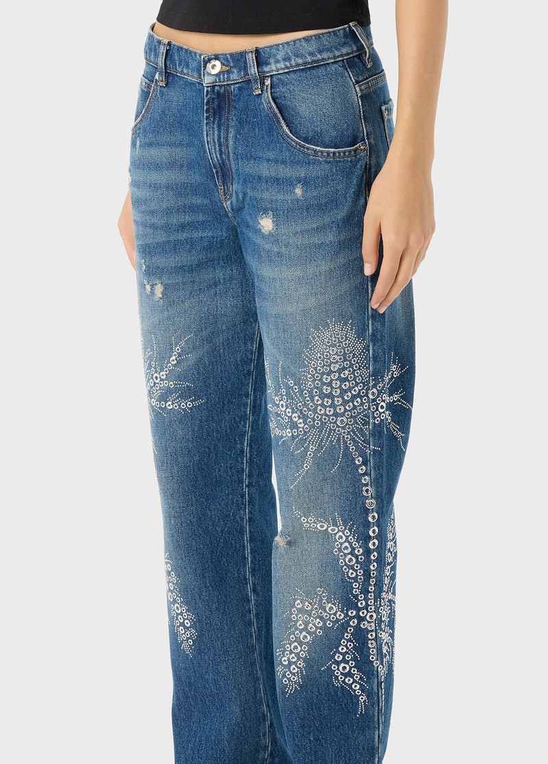 JEANS WITH EYELETS AND STUD EMBROIDERY 4
