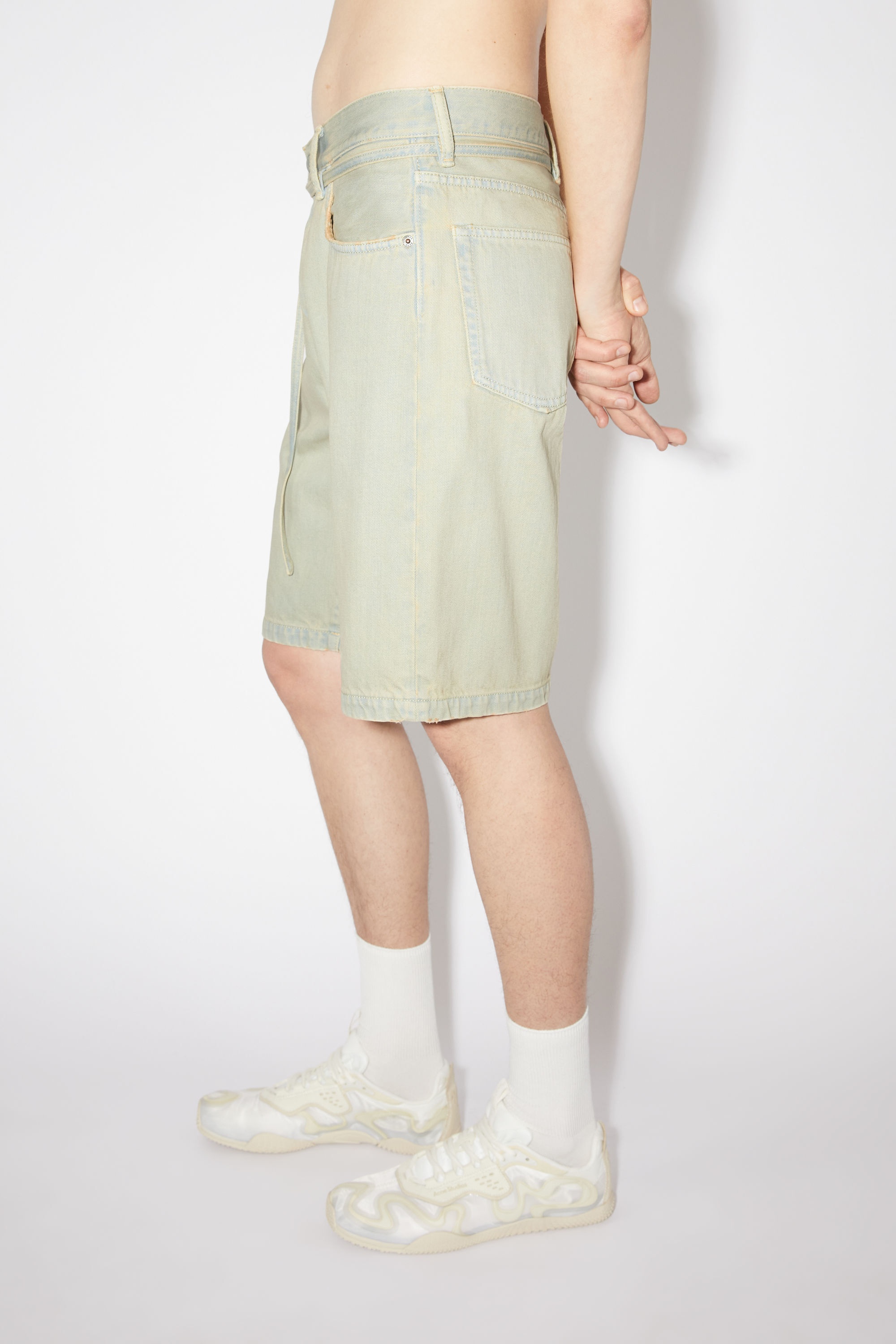 Loose fit denim shorts - Pale yellow/pale blue - 4