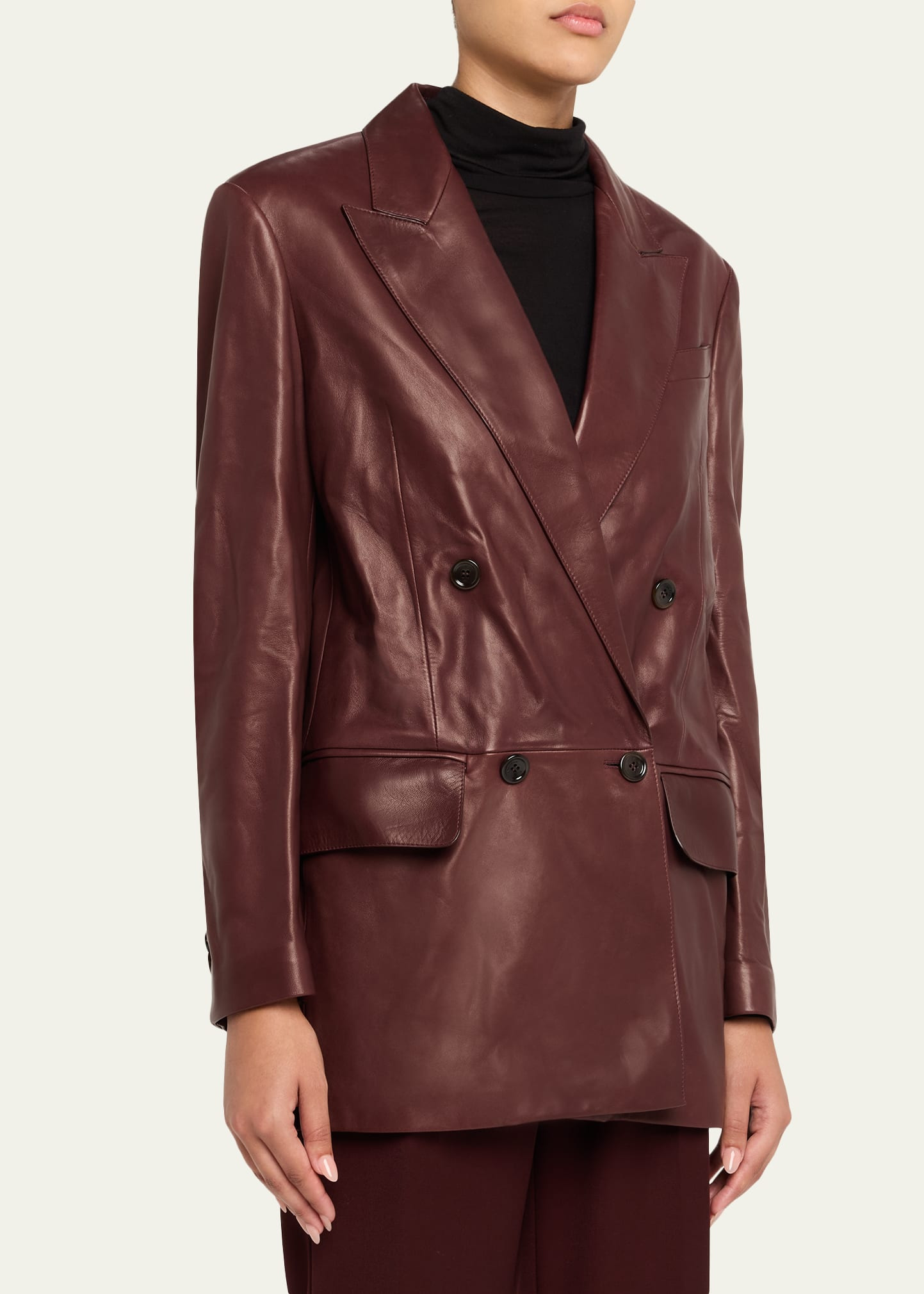 Leather Double-Breasted Jacket - 4