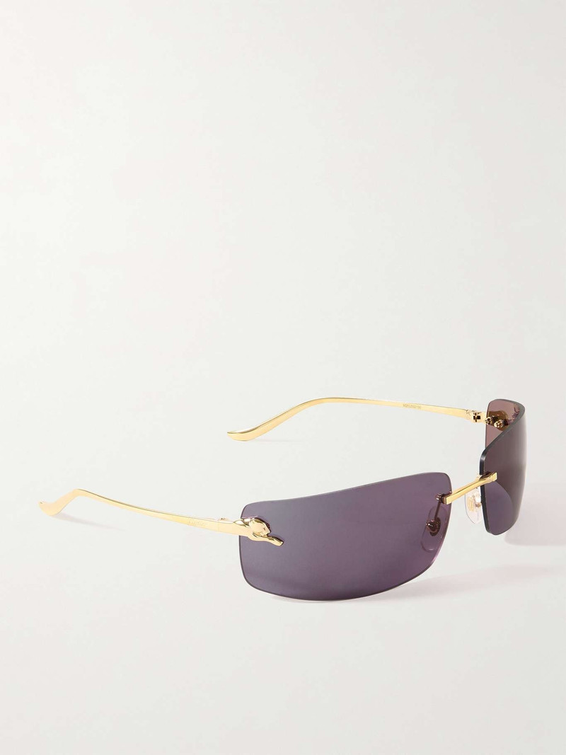 Cartier Panthère de Cartier rectangle-frame rimless gold-tone sunglasses Gold outlook