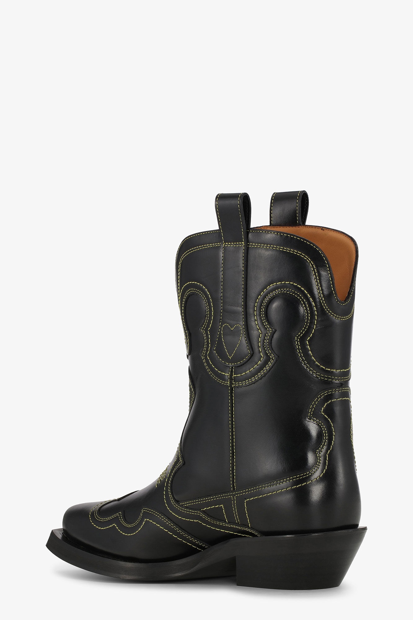 BLACK/YELLOW LOW SHAFT EMBROIDERED WESTERN BOOTS - 2