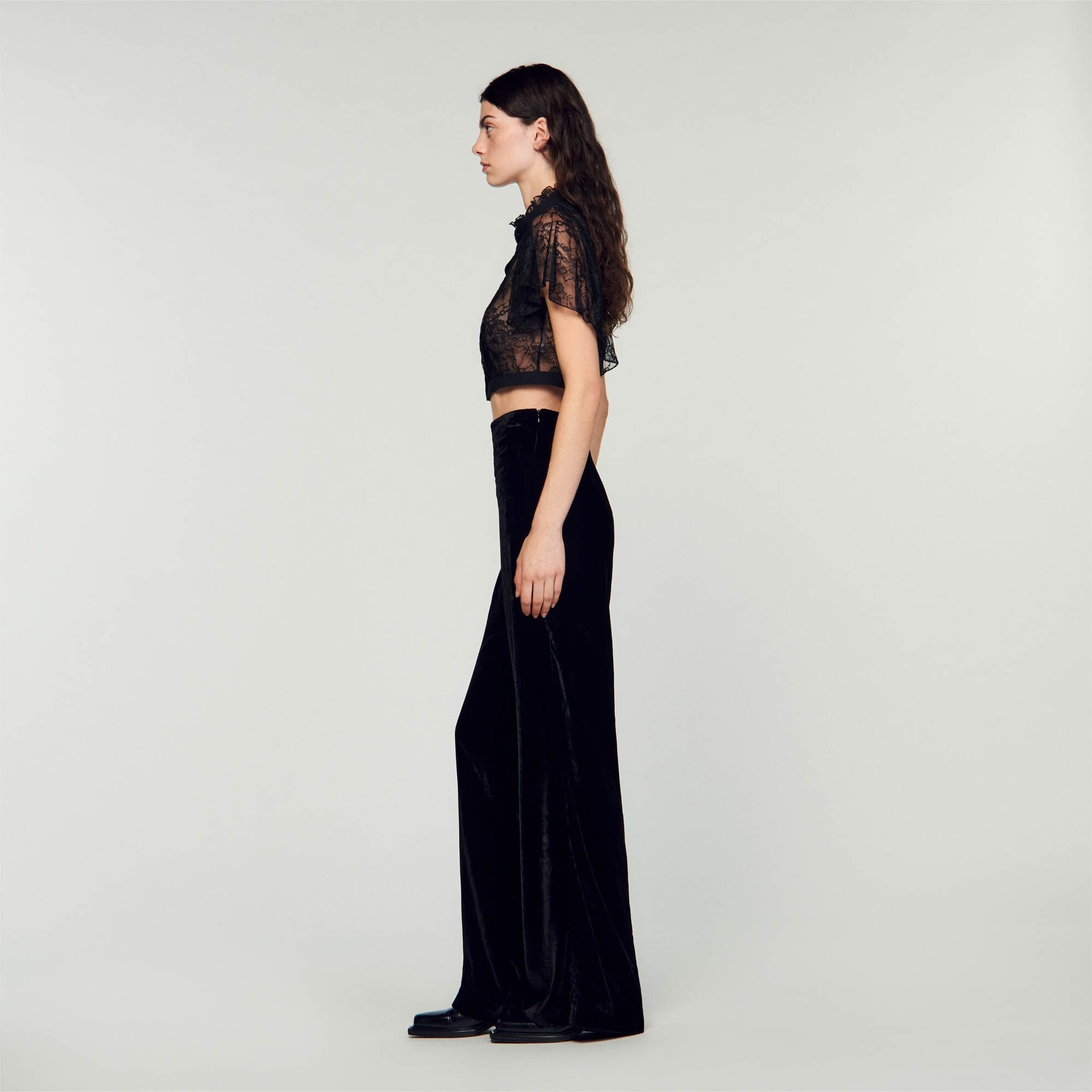WIDE-LEG VELVET PANTS - 7