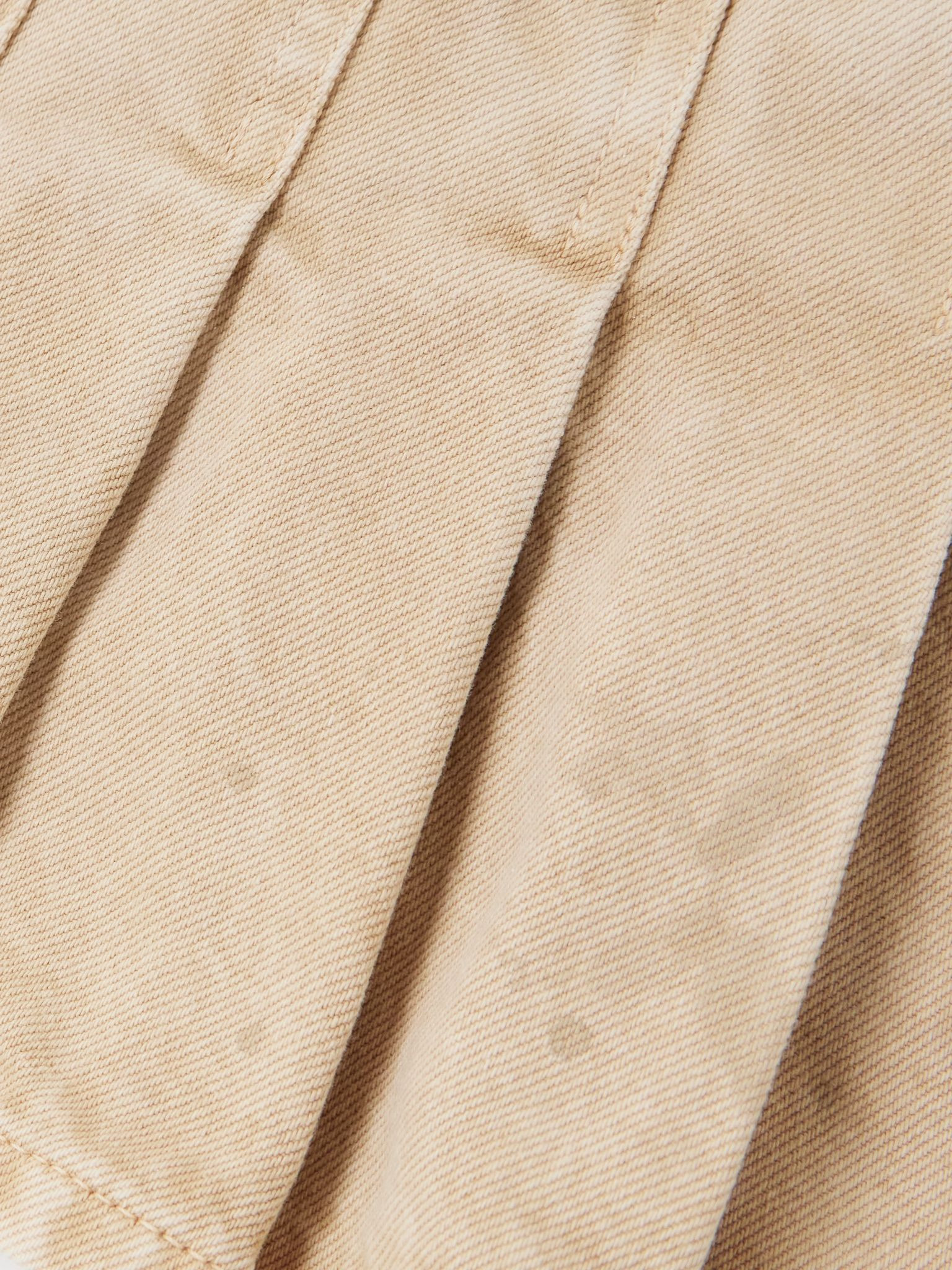 Pleated denim mini skirt Beige - 4