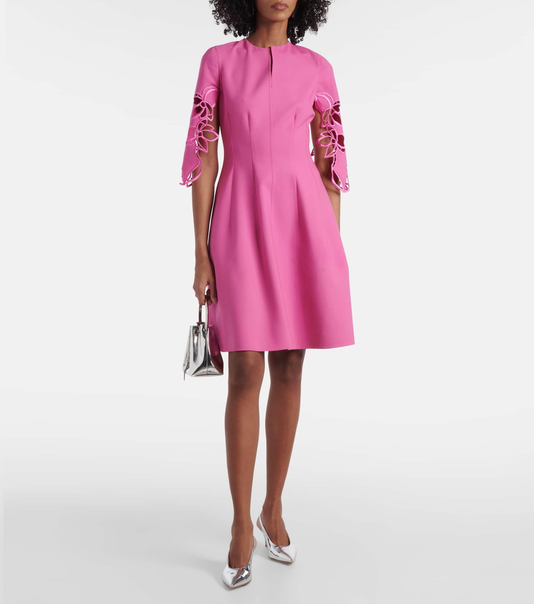 Embroidered wool-blend lace midi dress - 2