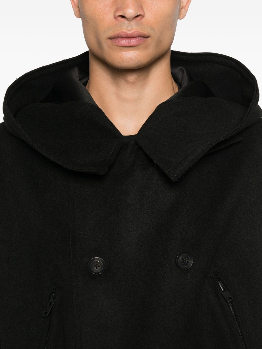 HOODED DOUBLE-BREASTED COAT - 4