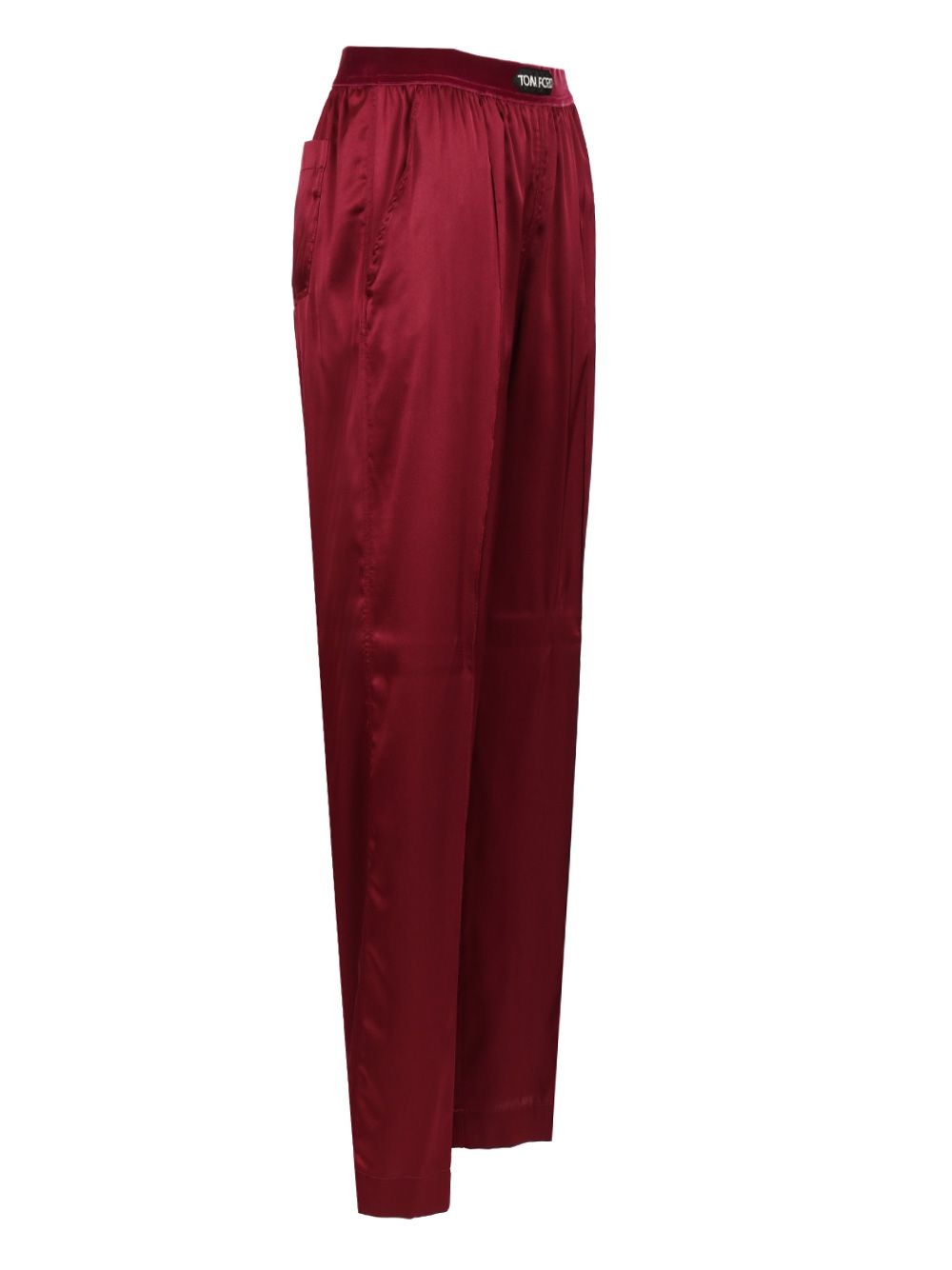 Stretch Silk Satin Pj Pants Trousers Red - 3