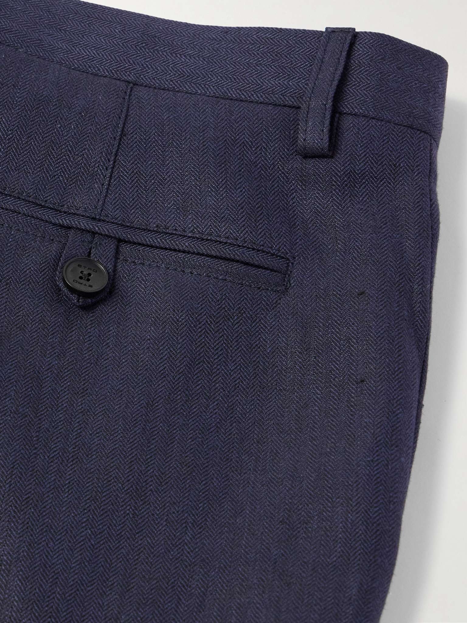 Straight-Leg Herringbone Linen Suit Trousers - 5