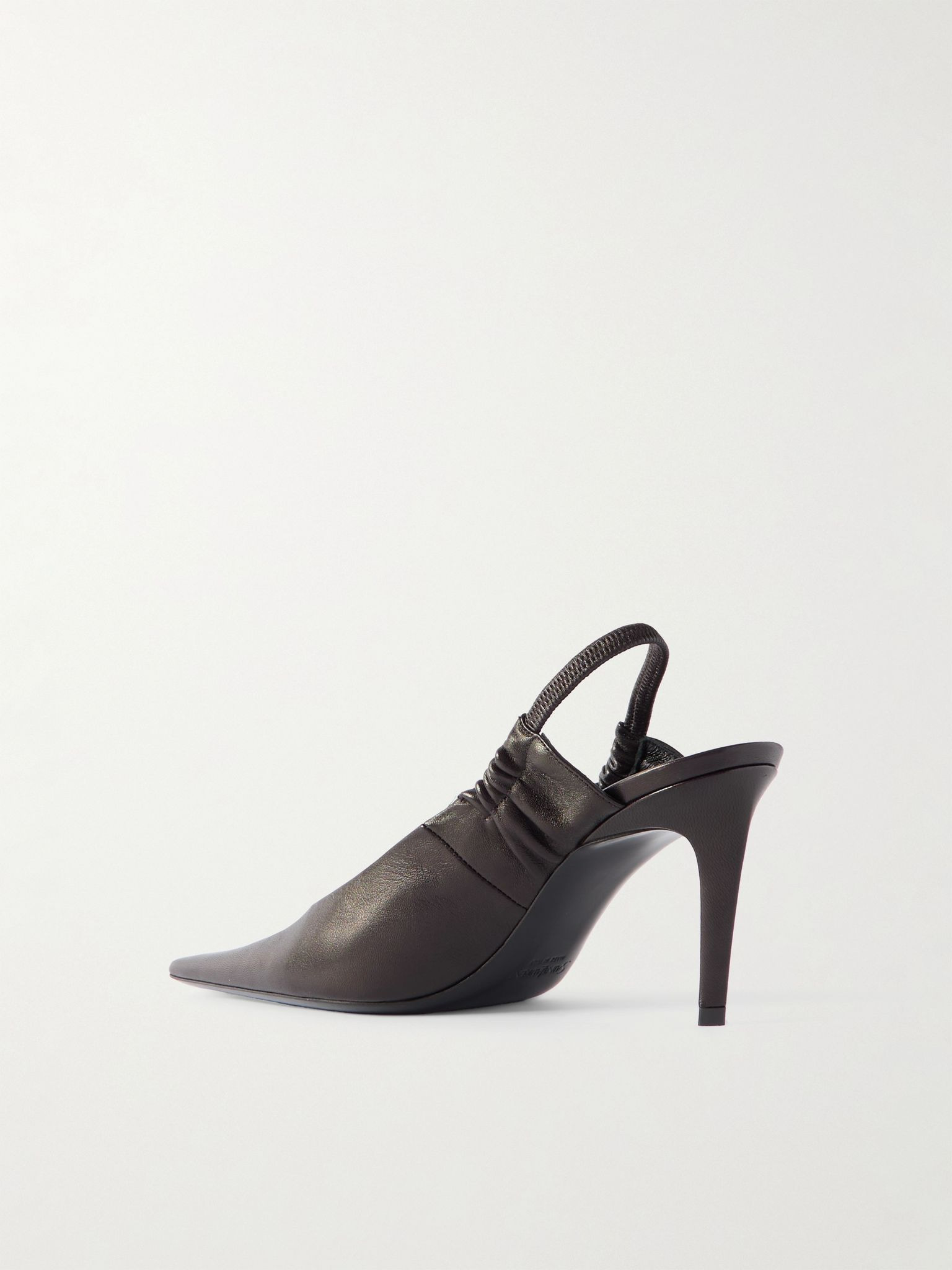 Anne Marie gathered leather slingback pumps Dark brown - 3