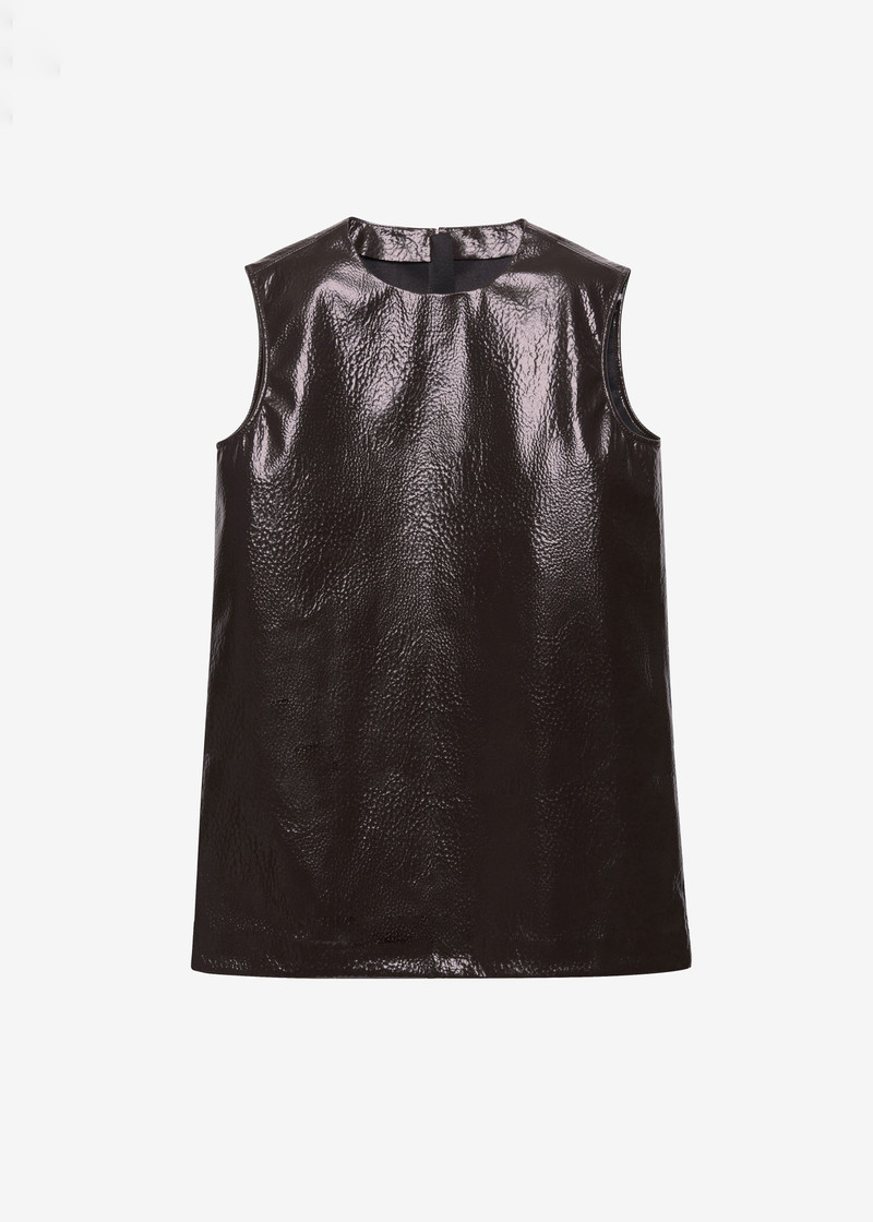 Amaris Crackled Faux Leather Tank Top - Brown 1