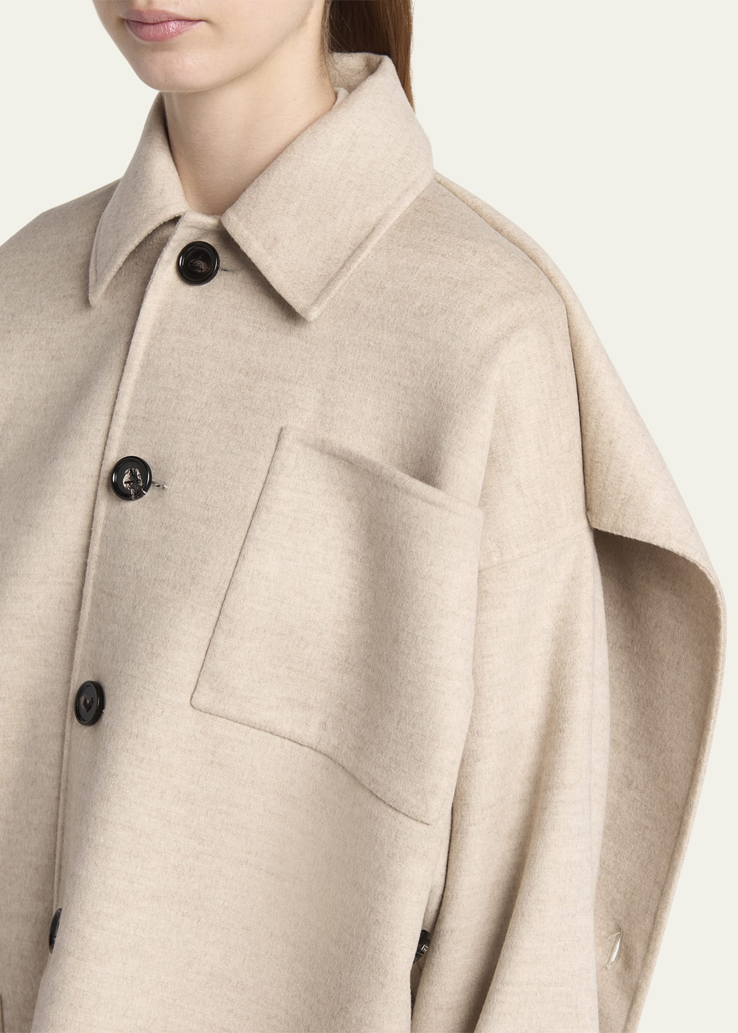 Oversized Light Double Wool Cashmere Jacket - 5