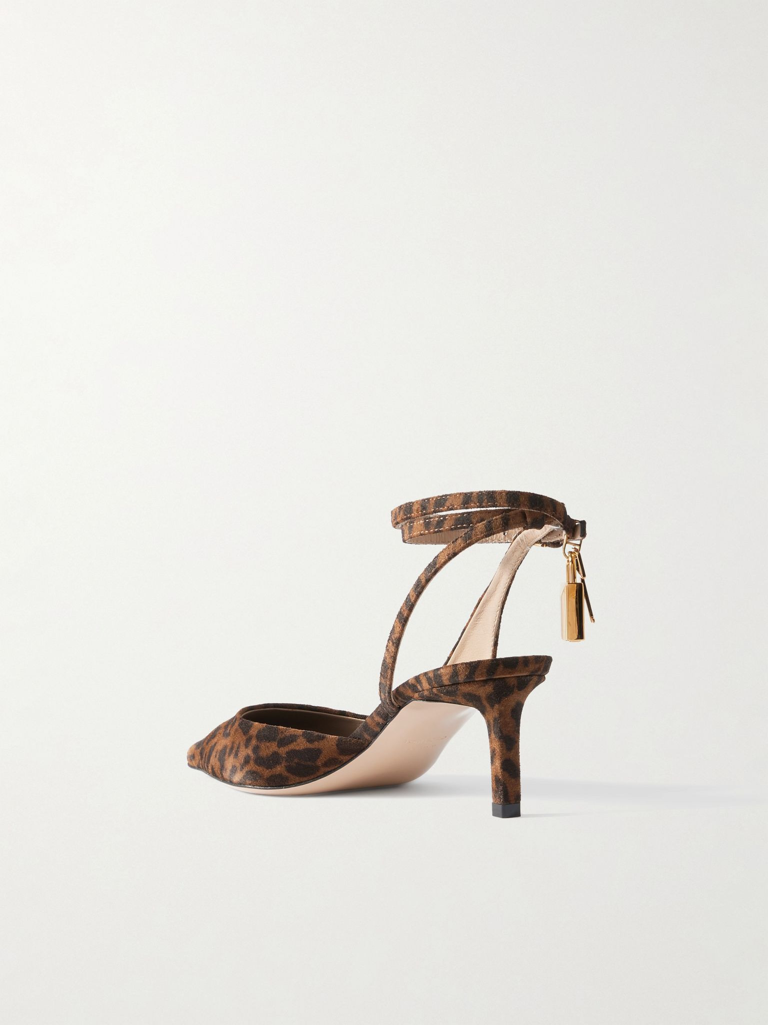 Padlock leopard-print suede pumps Brown - 3