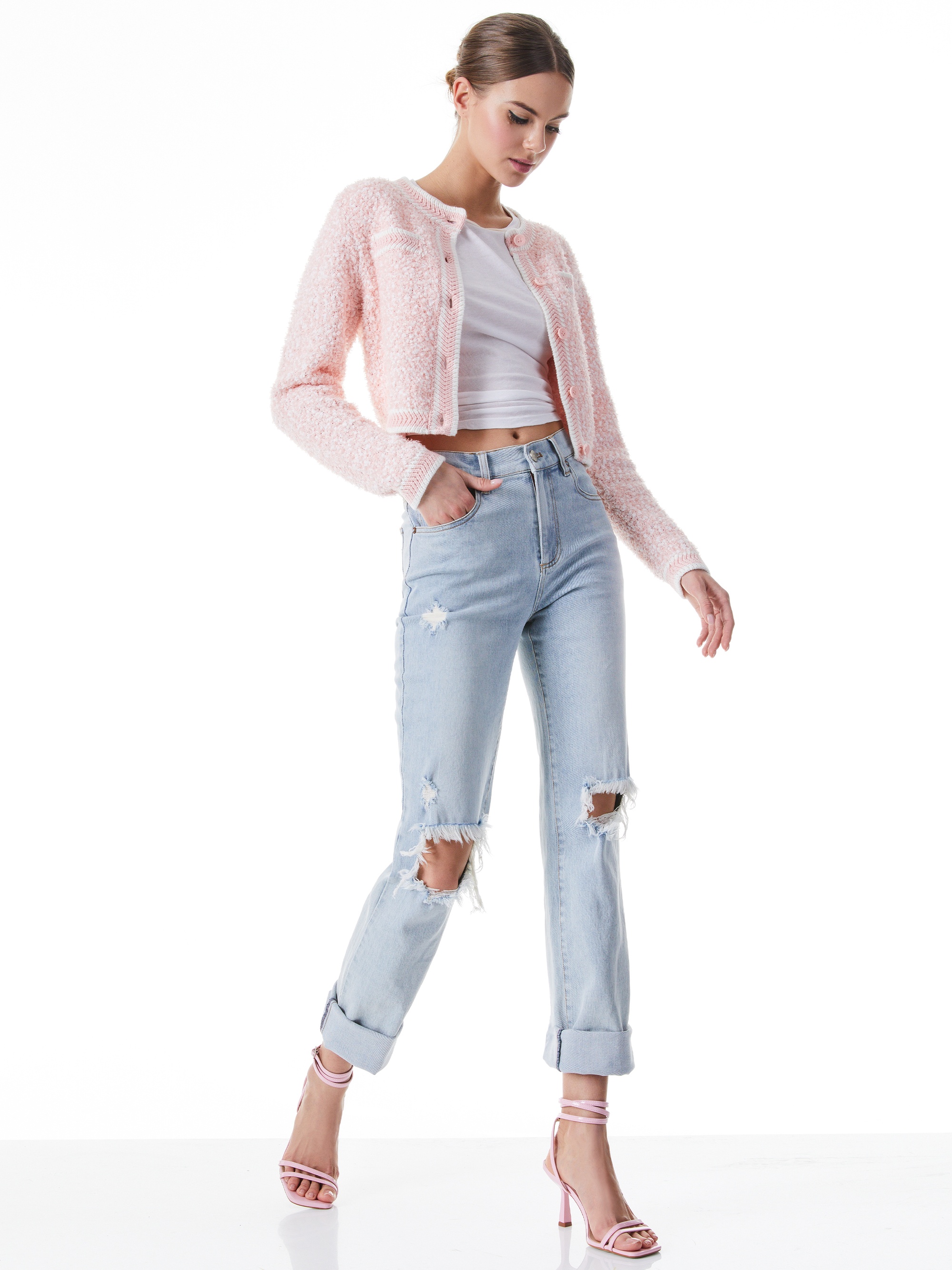 NOELLA CREW NECK CROPPED CARDIGAN - 6