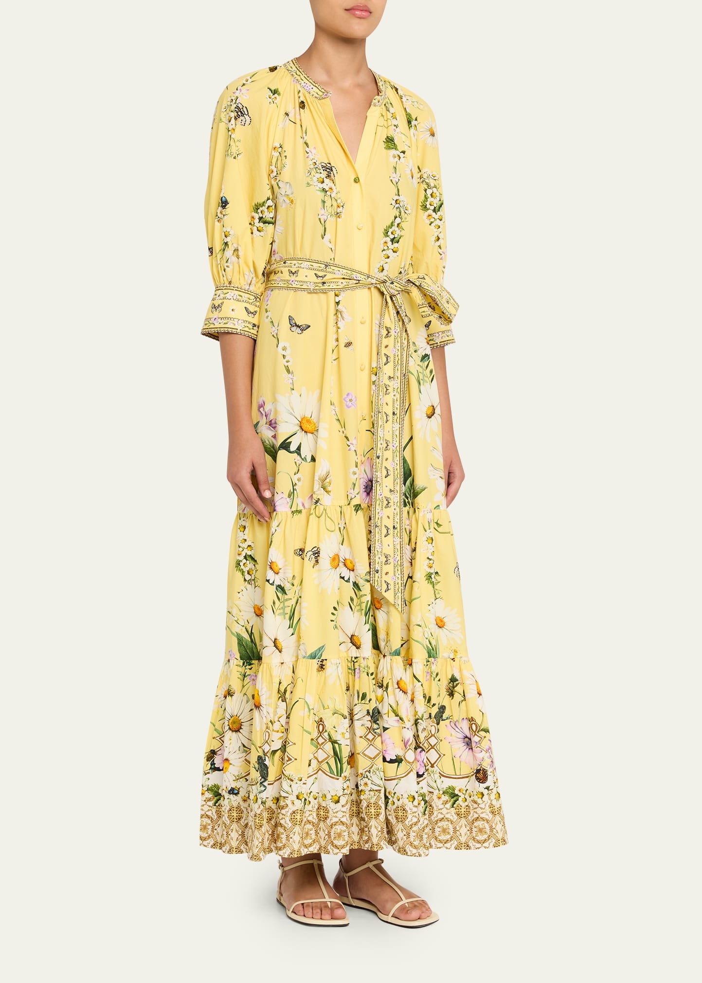 Daisy Chains Tiered Maxi Shirtdress - 4