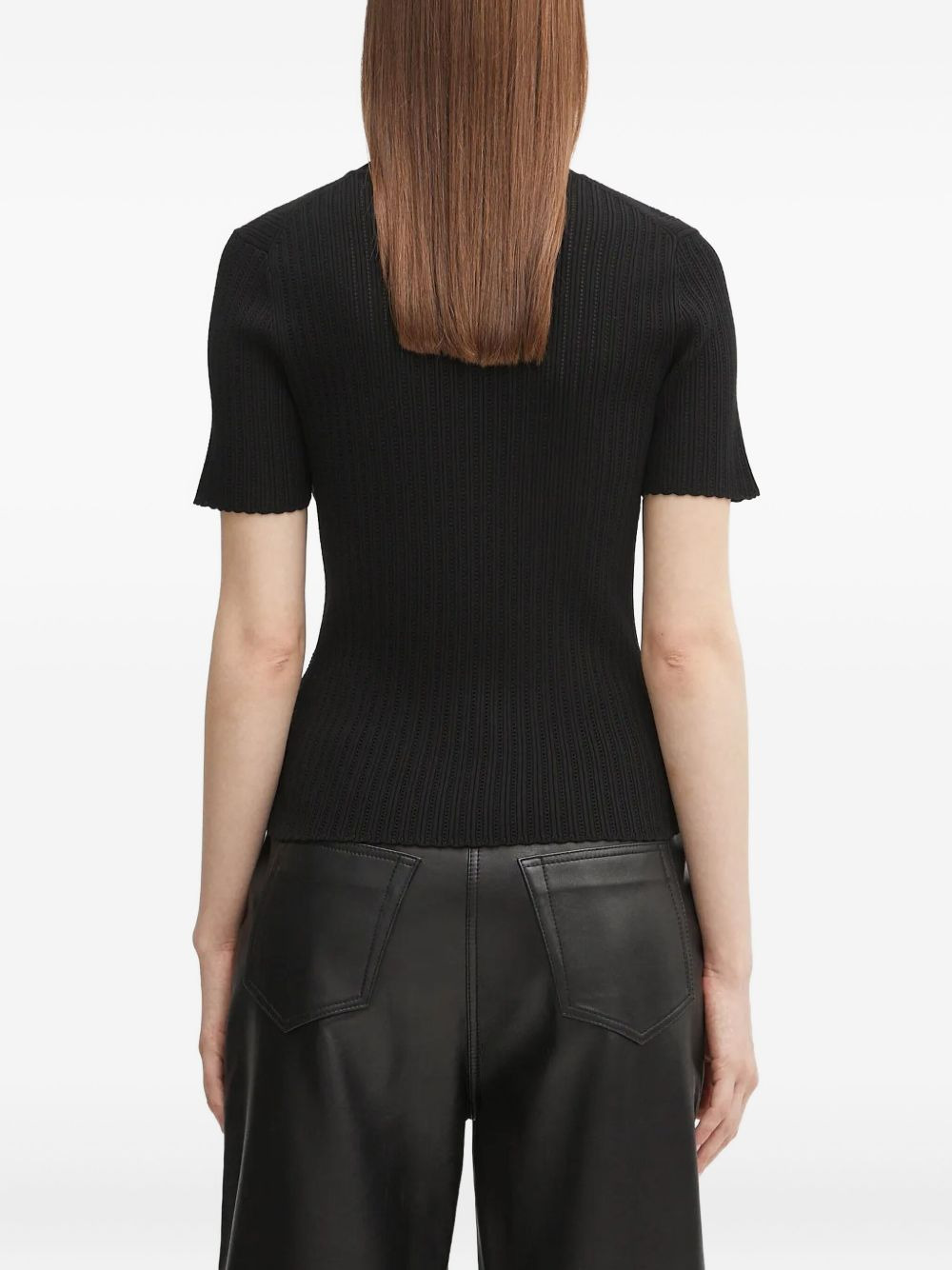 ribbed-knit diamond-pattern top - 4