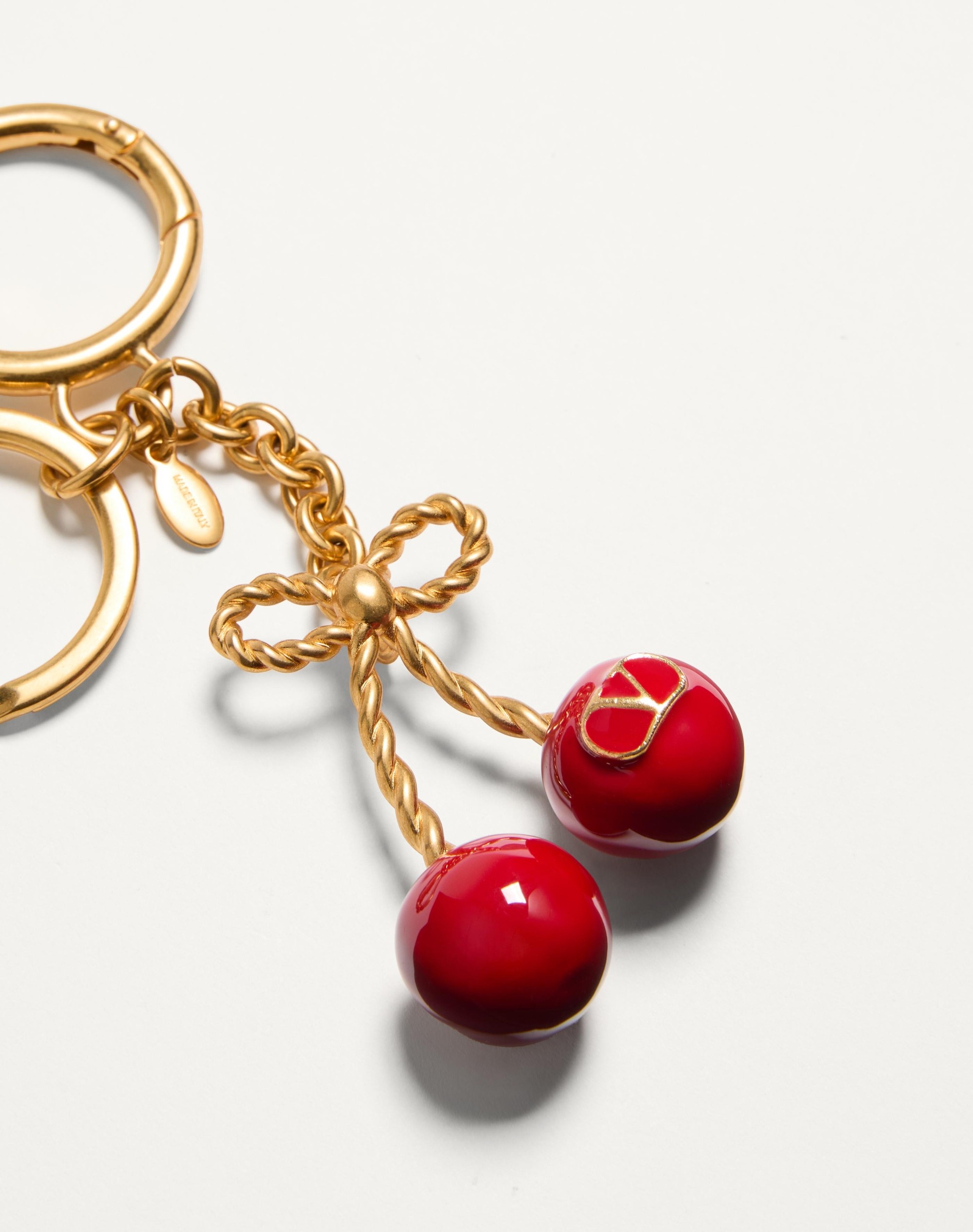 CHEZ VALENTINO METAL AND ENAMEL BAG CHARM WITH KEY RING - 3