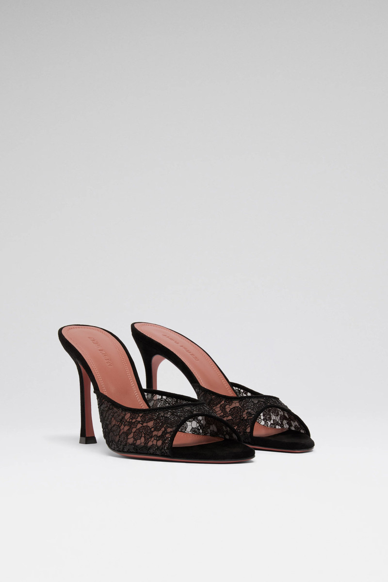 ALEXA LACE SLIPPER 95 SHINY BLACK LACE 4